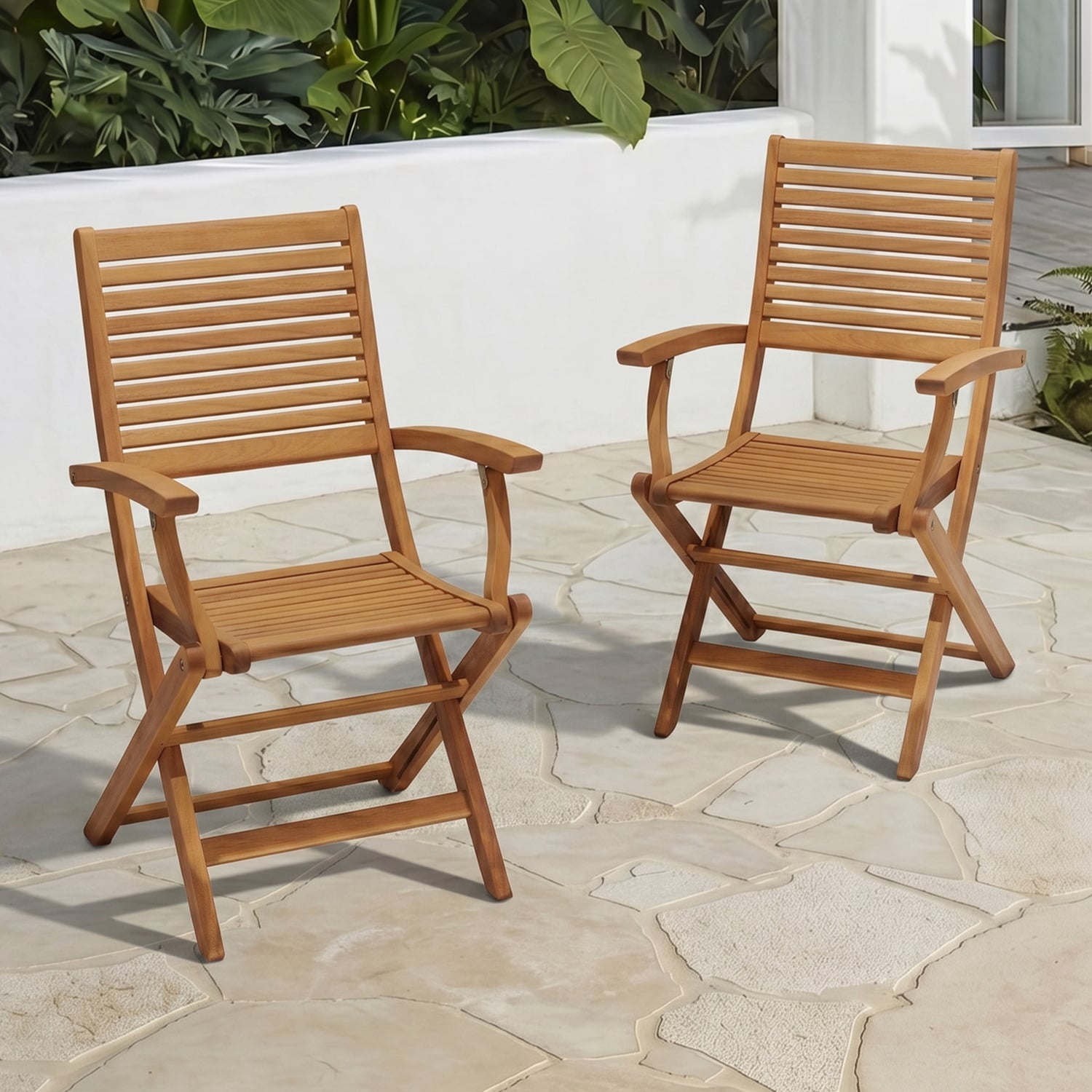 Lanai Eucalyptus Wood Outdoor Folding Dining Chairs