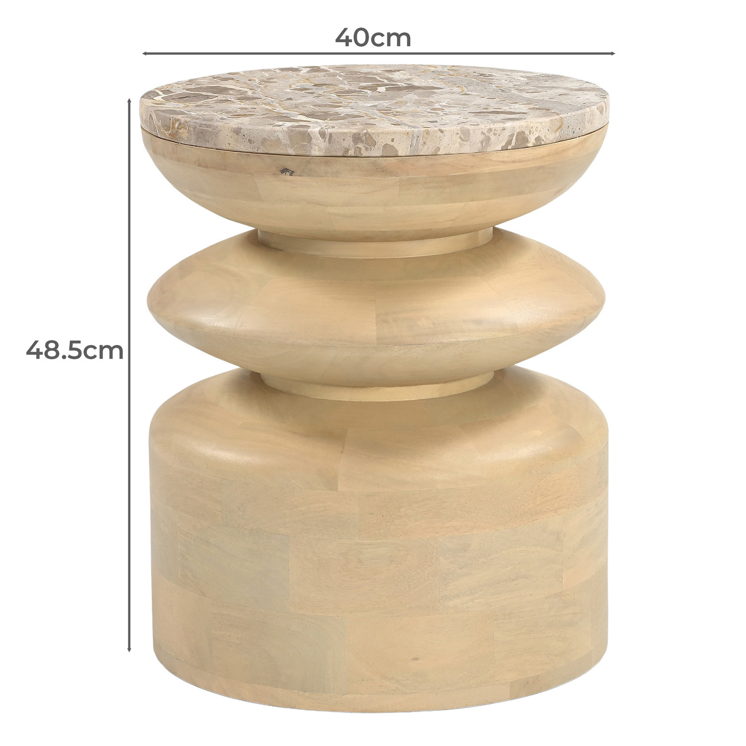 Eliza Emperador Marble & Mango Wood Side Table
