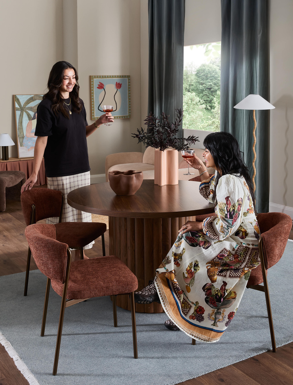 4 Seater Elodie Round Dining Table & Grana Chair Set
