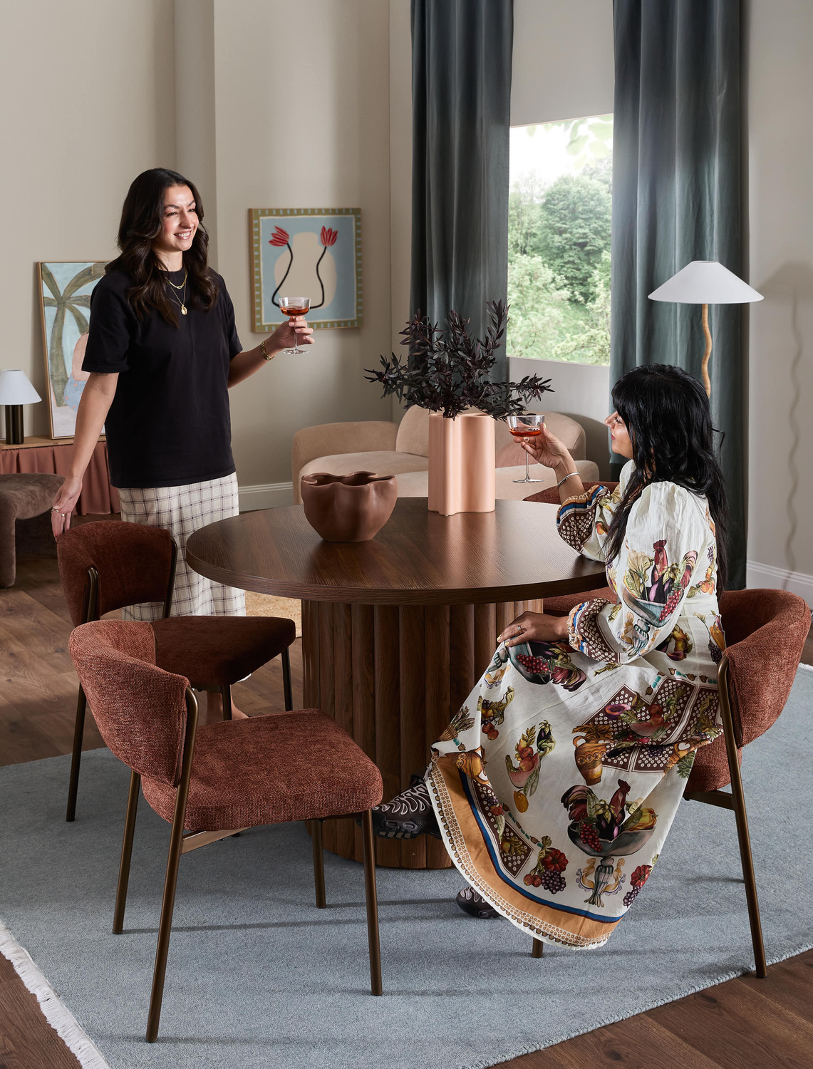 4 Seater Elodie Round Dining Table & Grana Chair Set