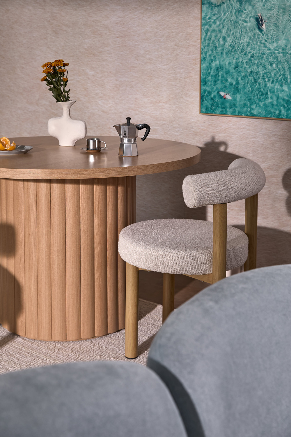 4 Seater Elodie Round Dining Table & Roselin Chair Set