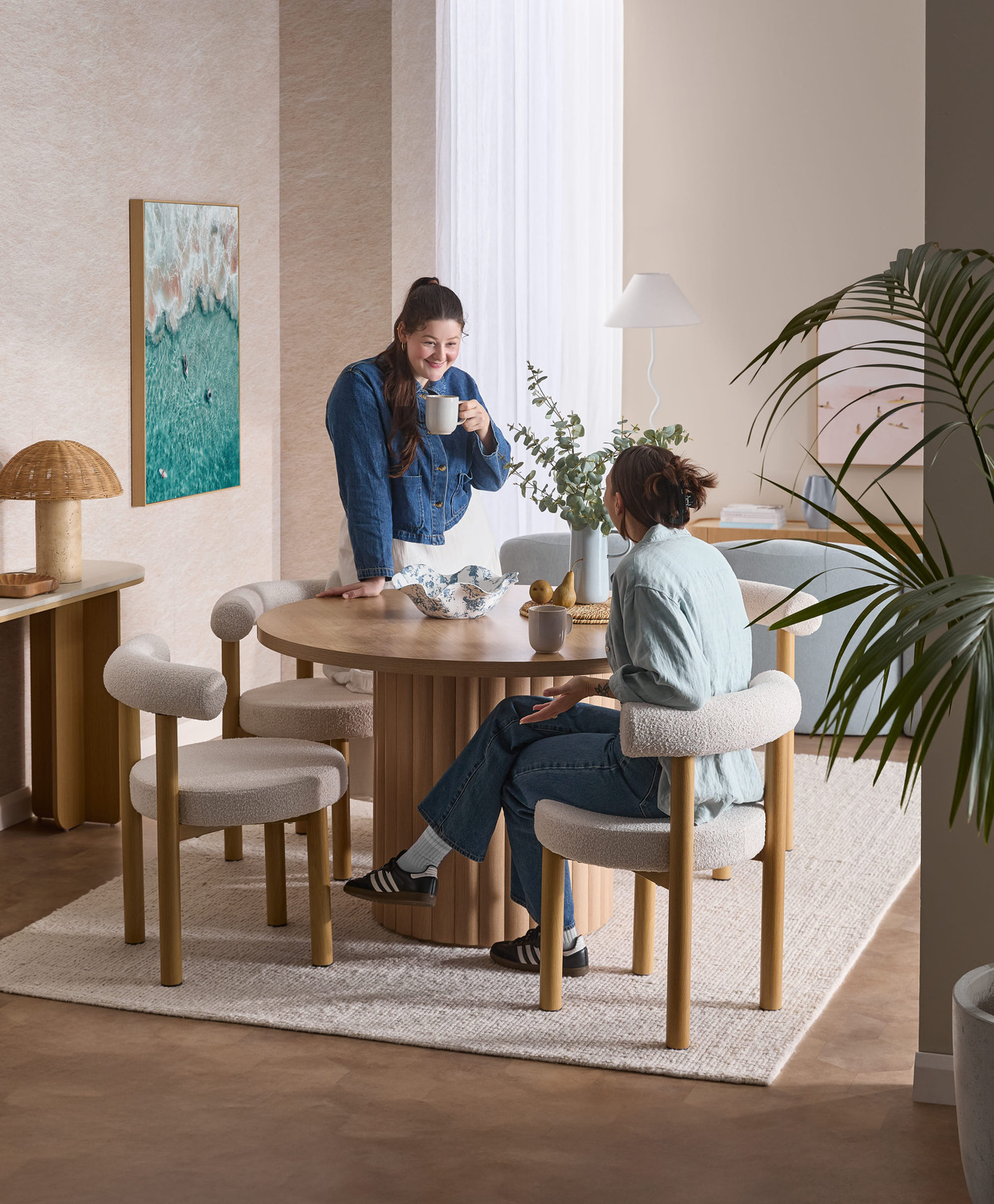 4 Seater Elodie Round Dining Table & Roselin Chair Set