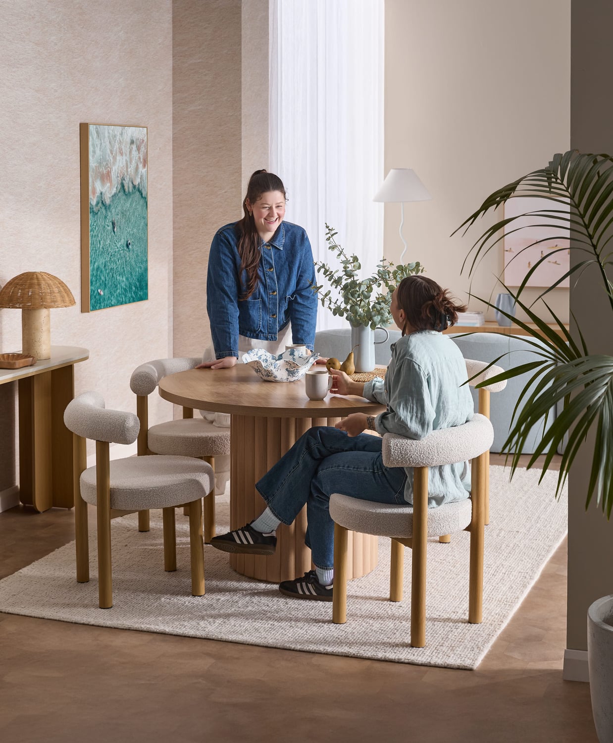 4 Seater Elodie Round Dining Table & Roselin Chair Set