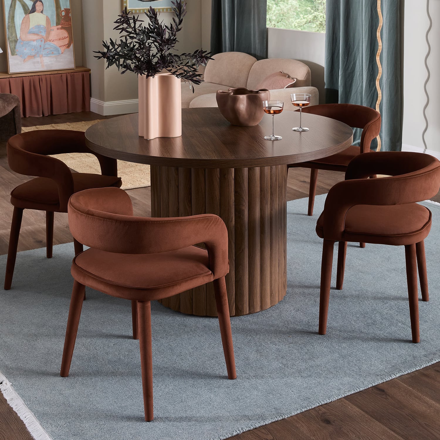 4 Seater Elodie Round Dining Table & Kristian Chair Set