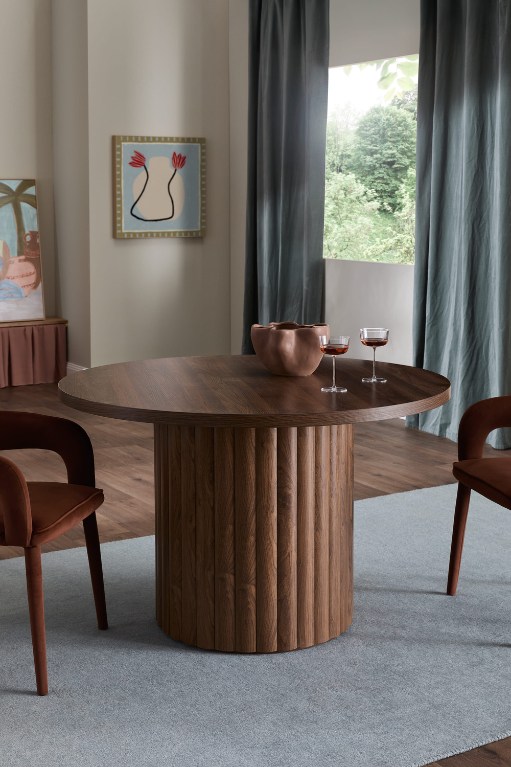 4 Seater Elodie Round Dining Table & Kristian Chair Set