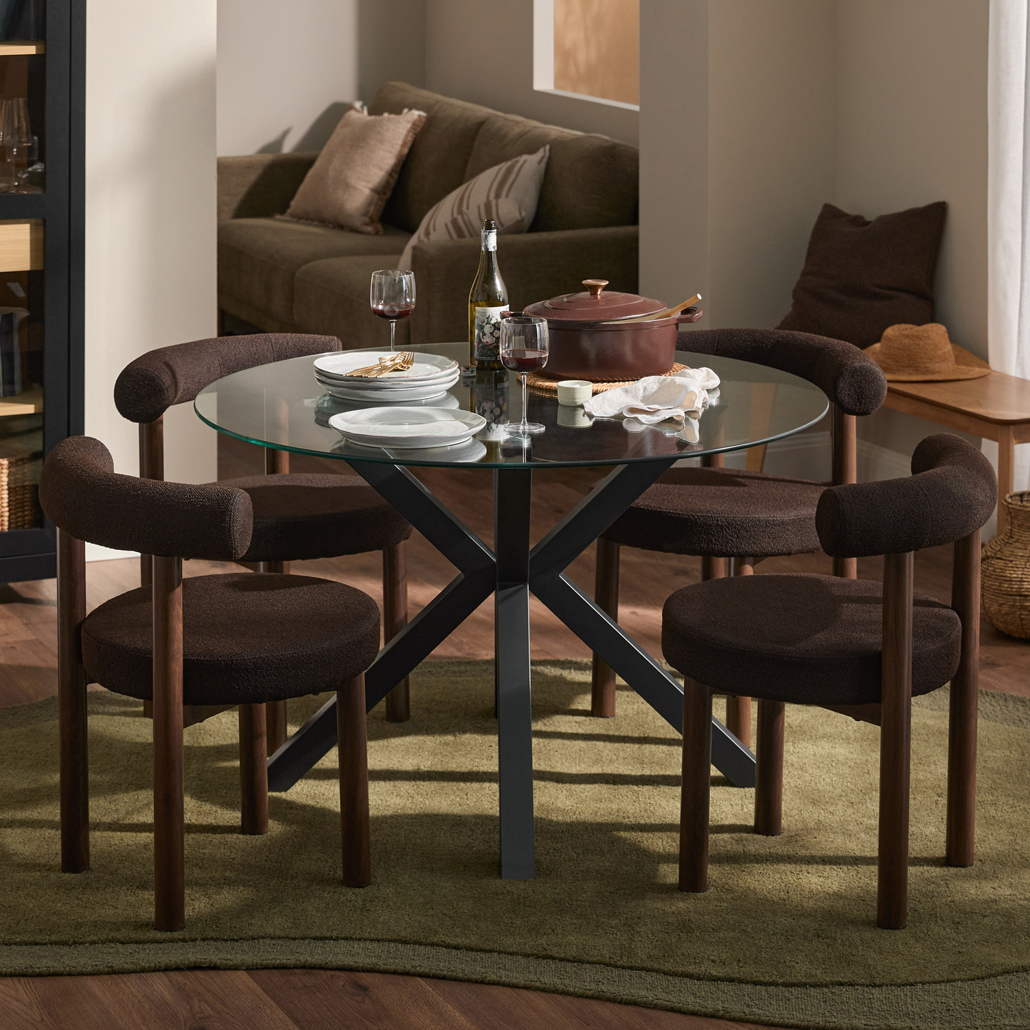 Charlie Glass Dining Table & Roselin Chair Set