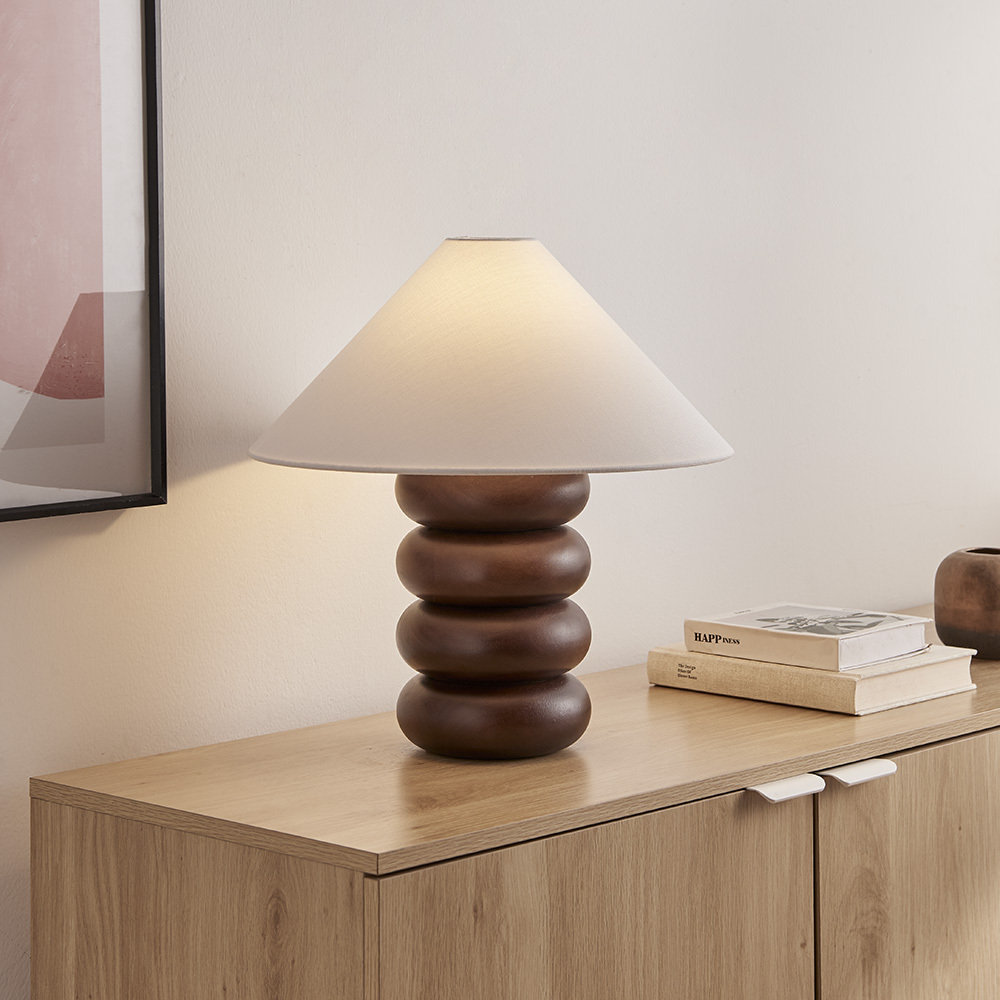Bodhi Stacked Rubberwood Table Lamp