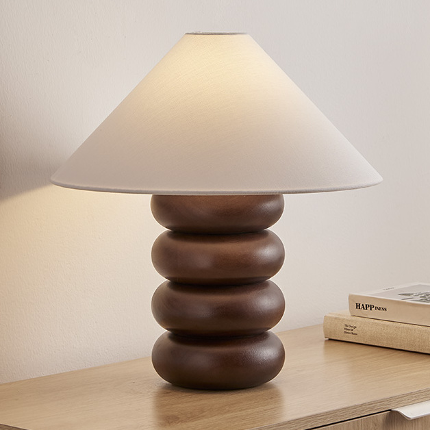 Bodhi Stacked Rubberwood Table Lamp