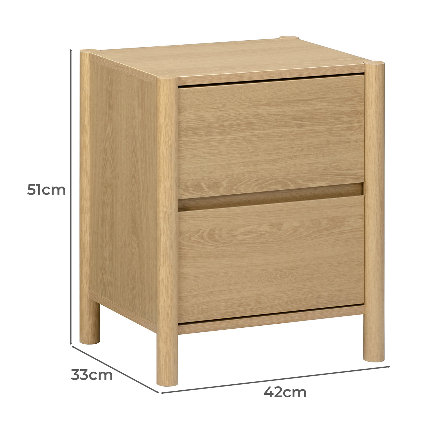 Mila 2 Drawer Bedside Table