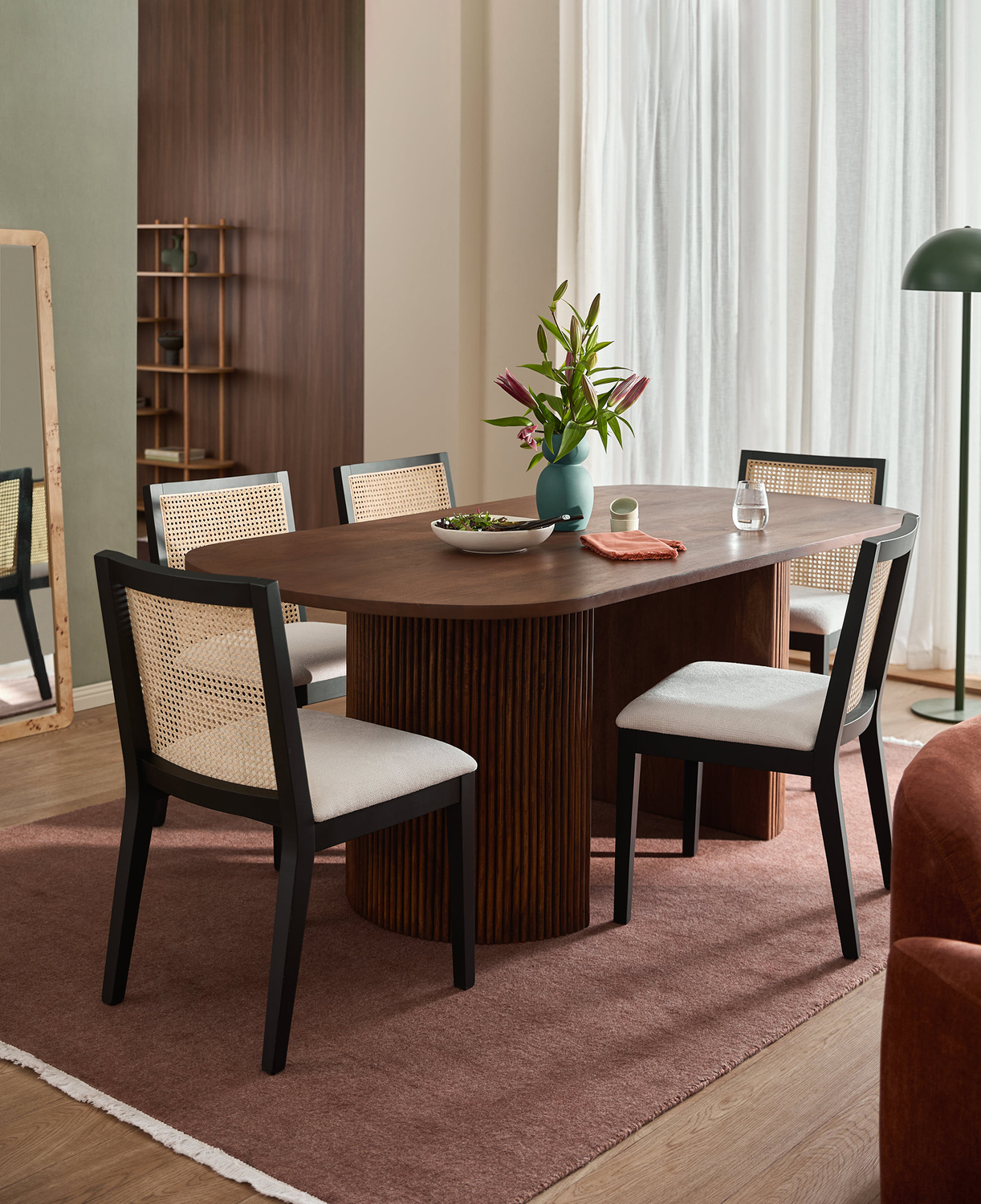 Dennett Rattan & Solid Beech Wood Dining Chairs