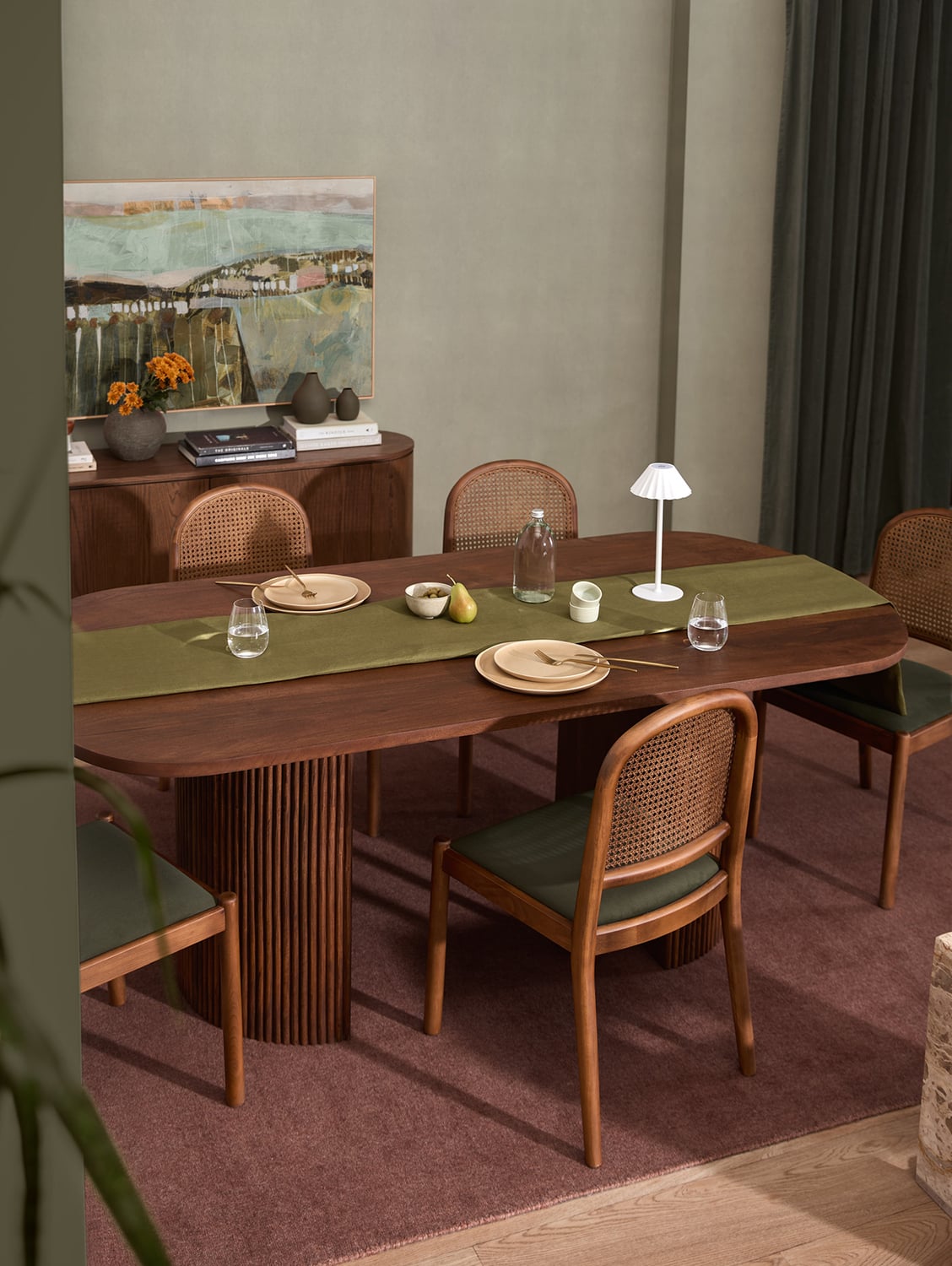 Louie Arched Rattan & Solid Beech Wood Dining Chairs