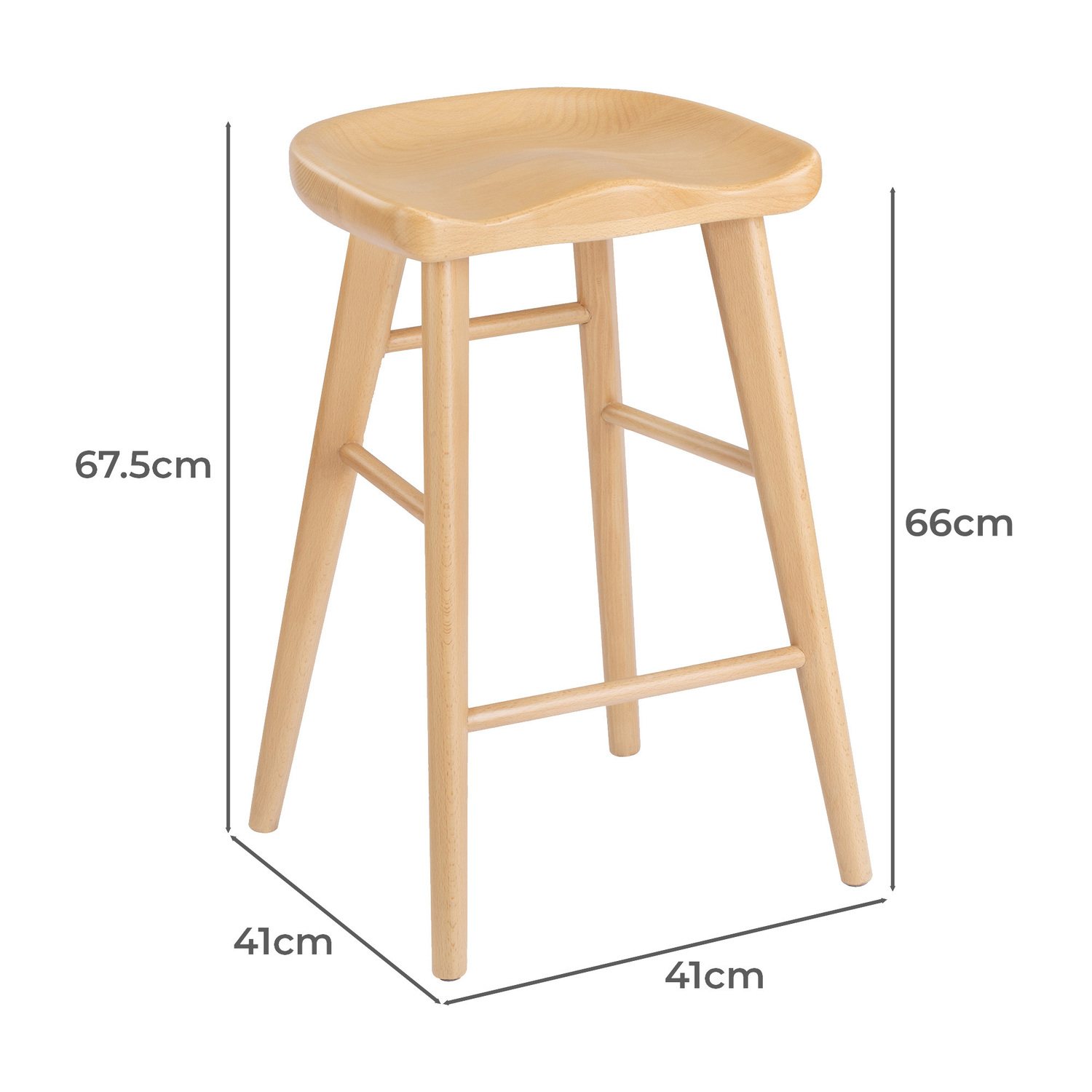66cm Sella Beech Wood Bar Stool