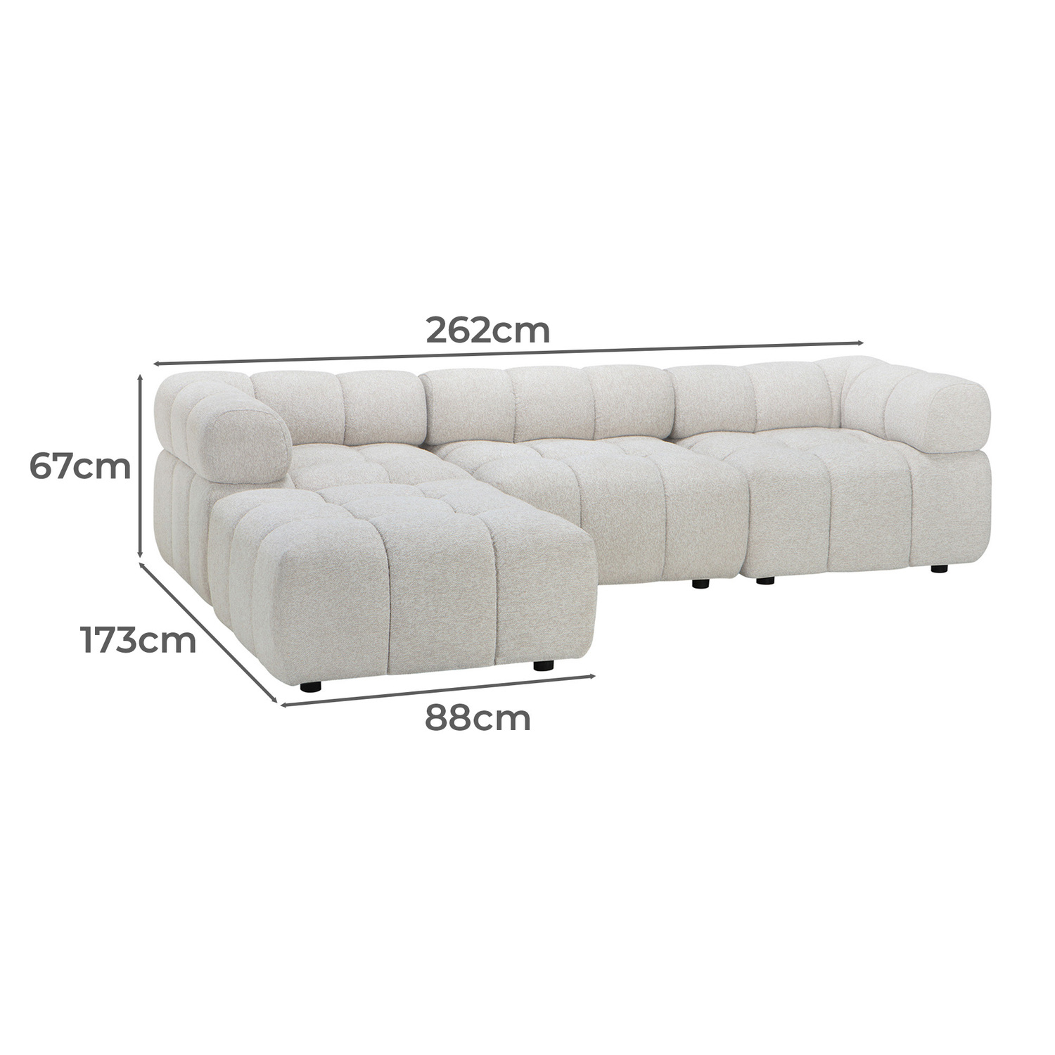 Levi 4 Seater Boucle Modular Sofa & Ottoman Set