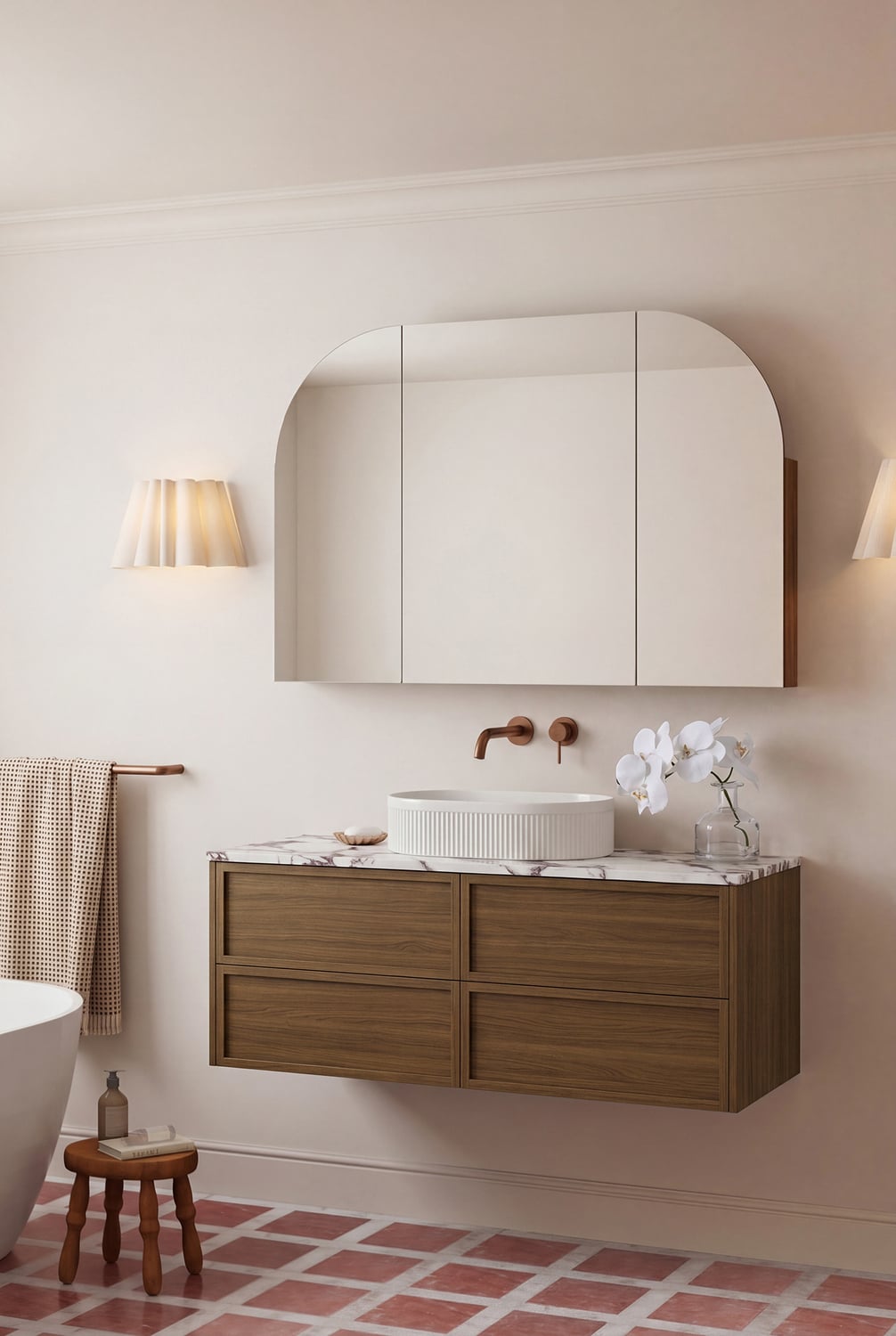 Clem White Scalloped Wall Light