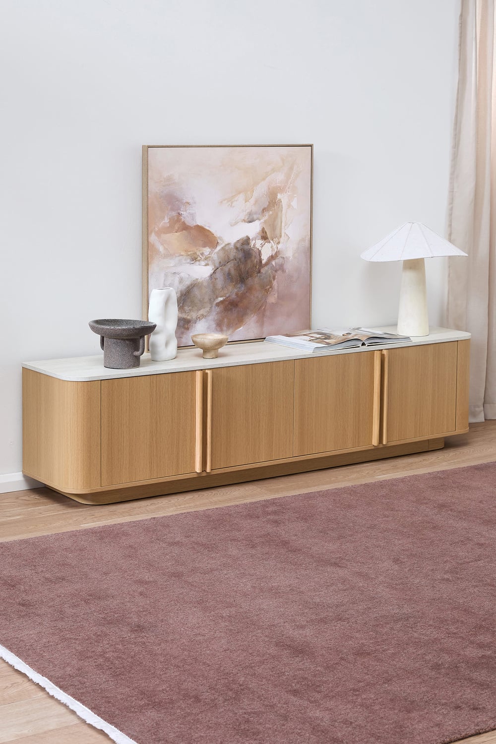 Talia 4 Door Travertine-Look TV Unit