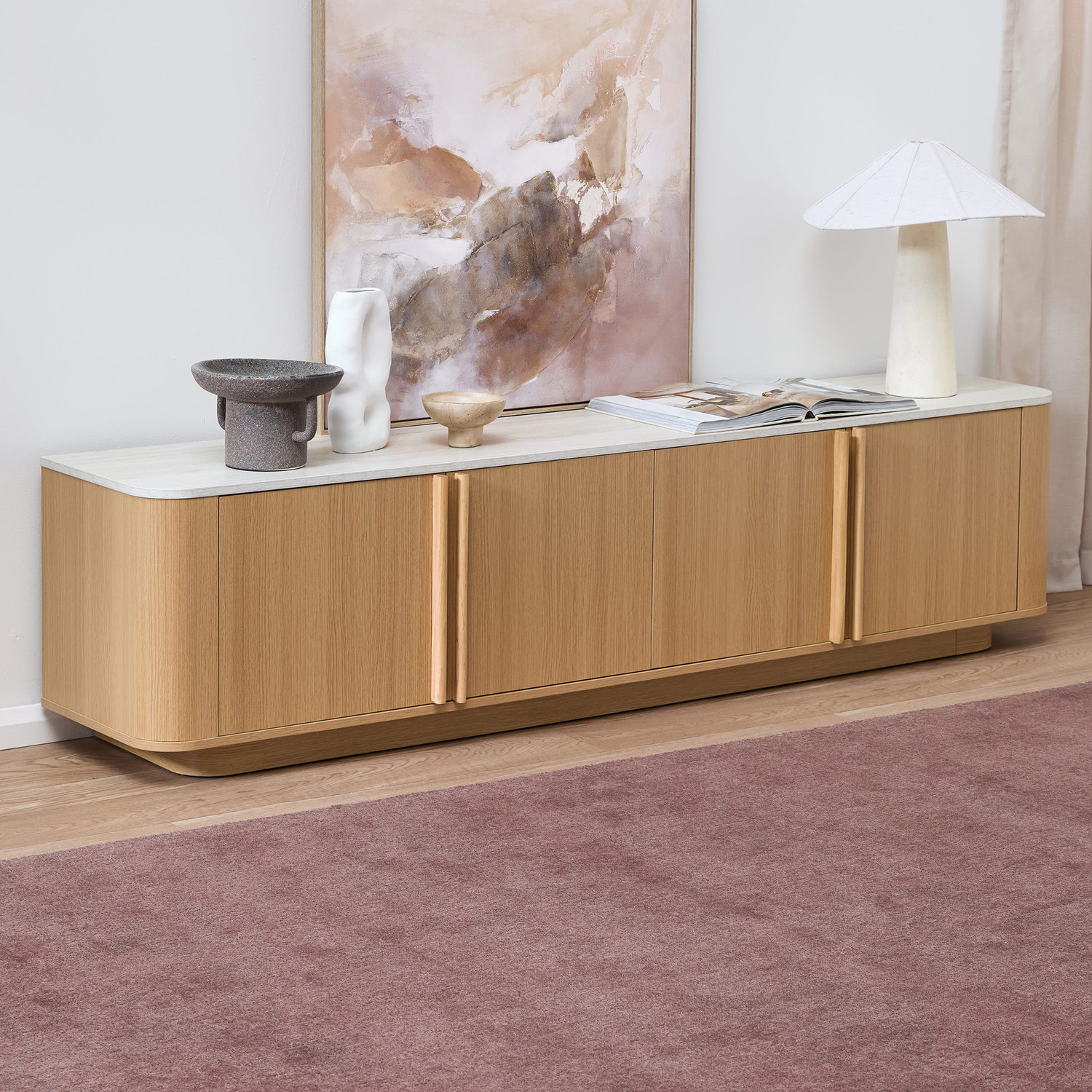 Talia 4 Door Travertine-Look TV Unit