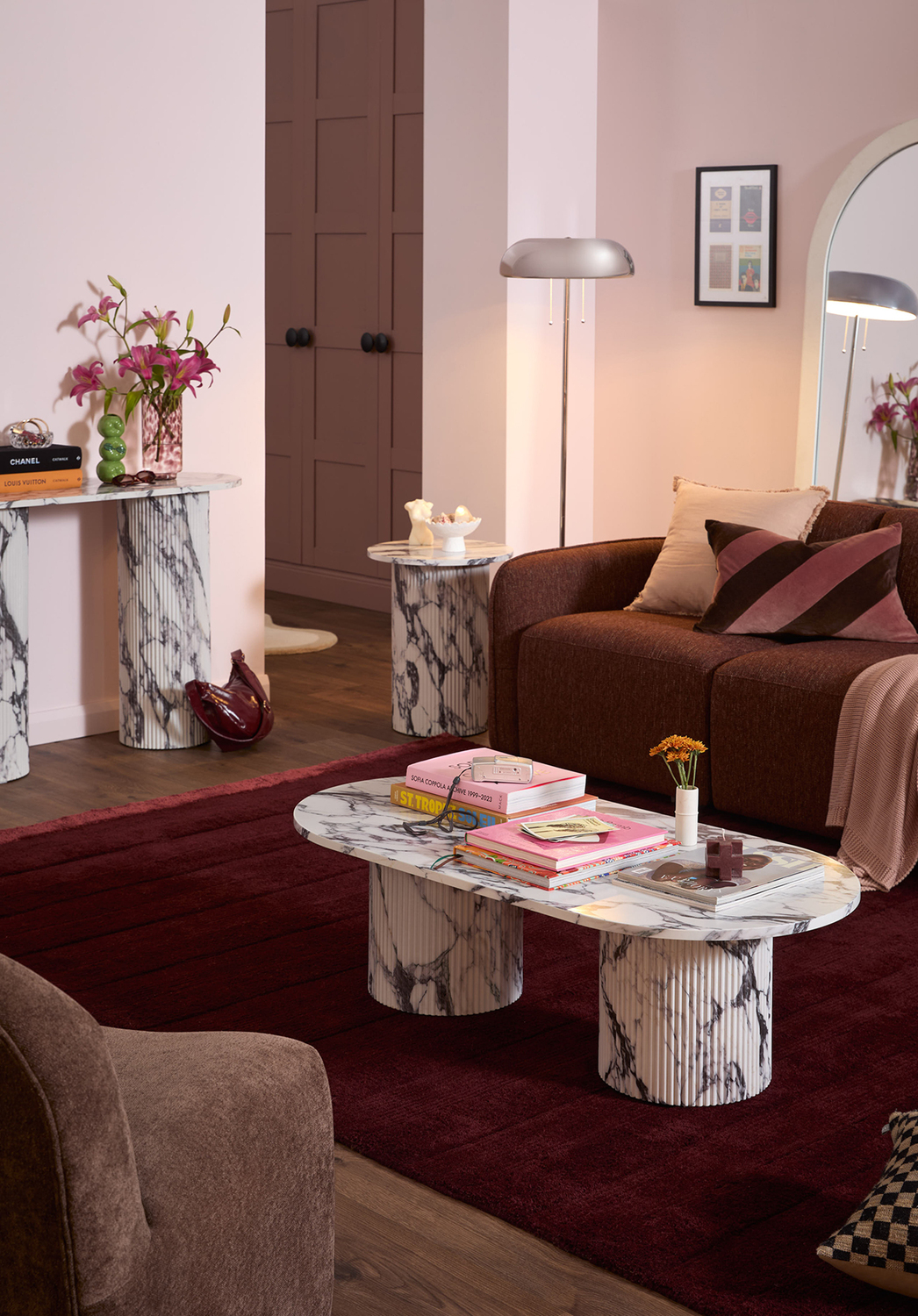 Tilly Viola Marble-Look Side Table