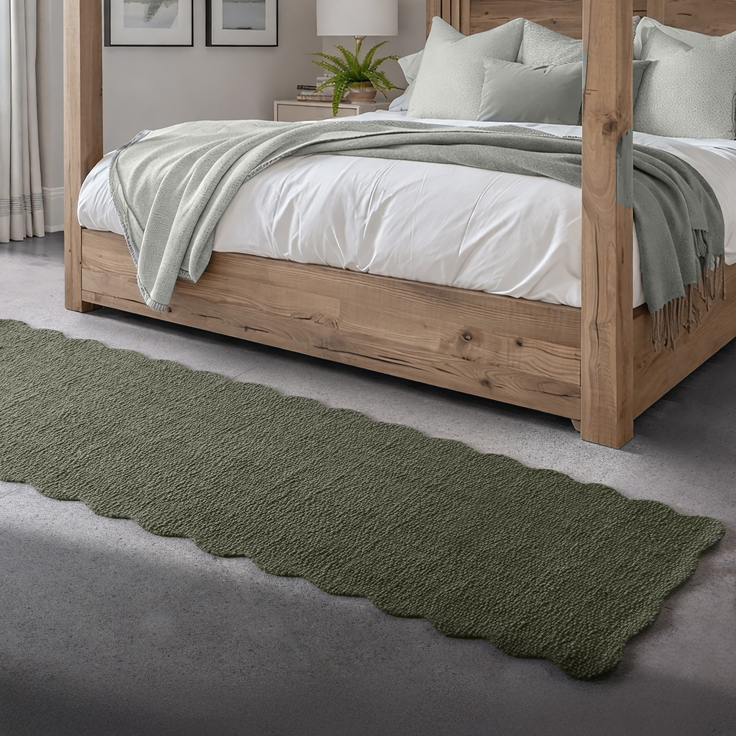 Rowe Boucle Wool-Blend Scalloped Rug