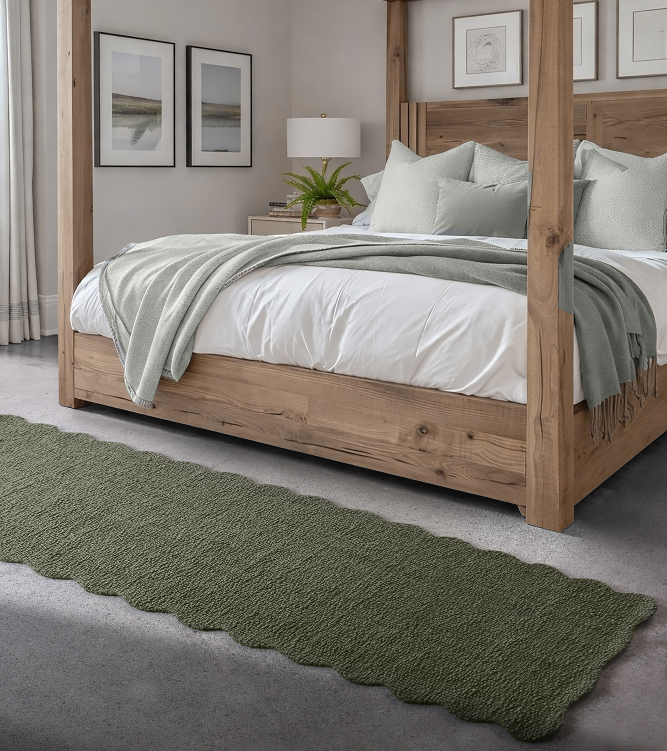 Rowe Boucle Wool-Blend Scalloped Rug