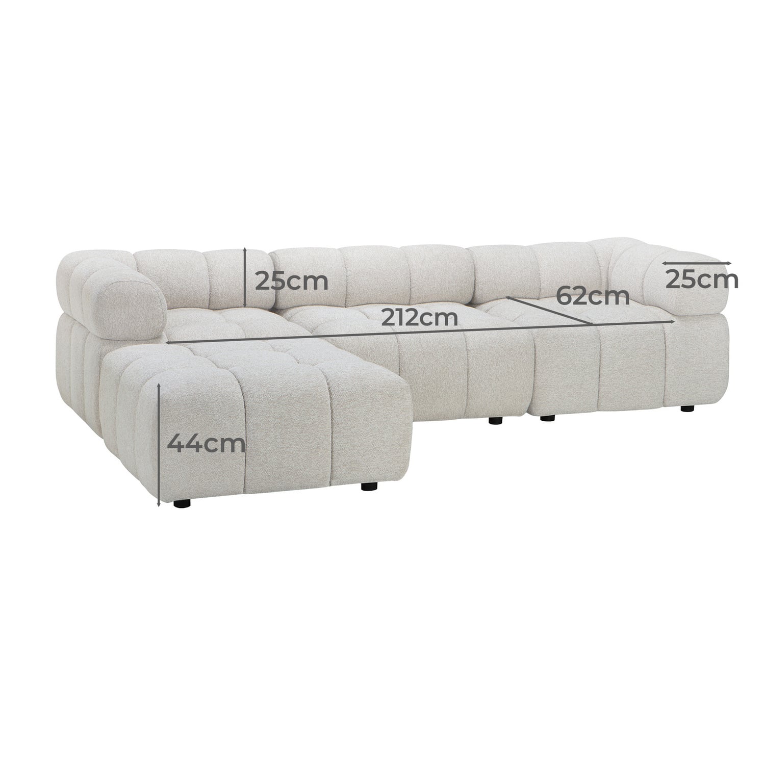 Levi 4 Seater Boucle Modular Sofa & Ottoman Set