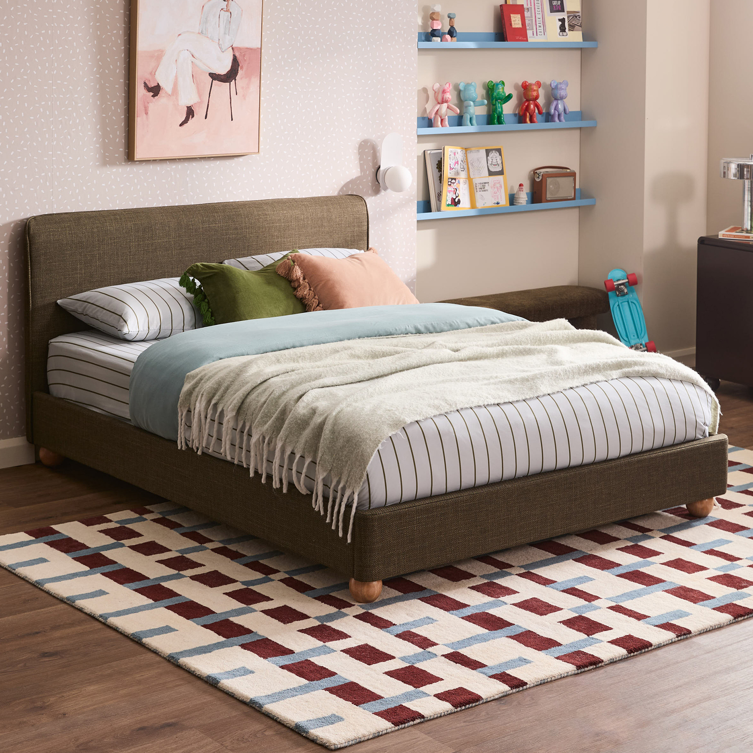 Bonnie Upholstered Ball Foot Bed