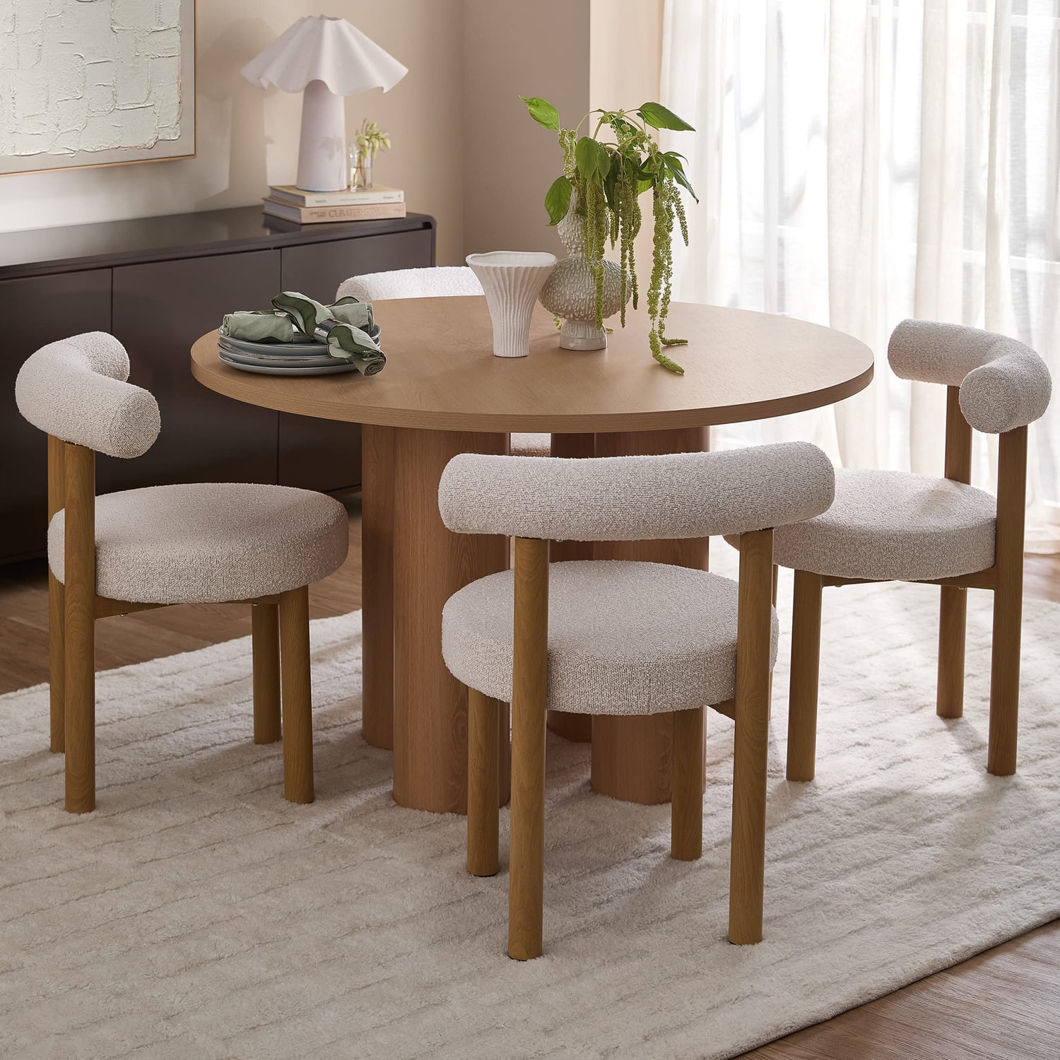 Gilmore Pillar Dining Table & Roselin Chair Set