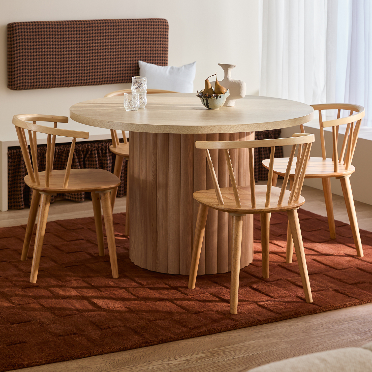 Aurora Spindle Solid Rubberwood Dining Chairs