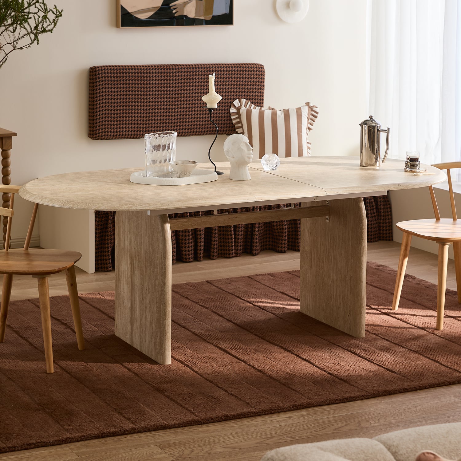 Julius Travertine-Look Extendable Dining Table