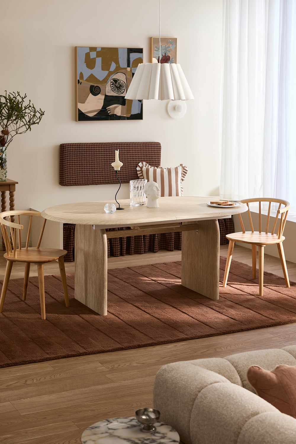 Julius Travertine-Look Extendable Dining Table