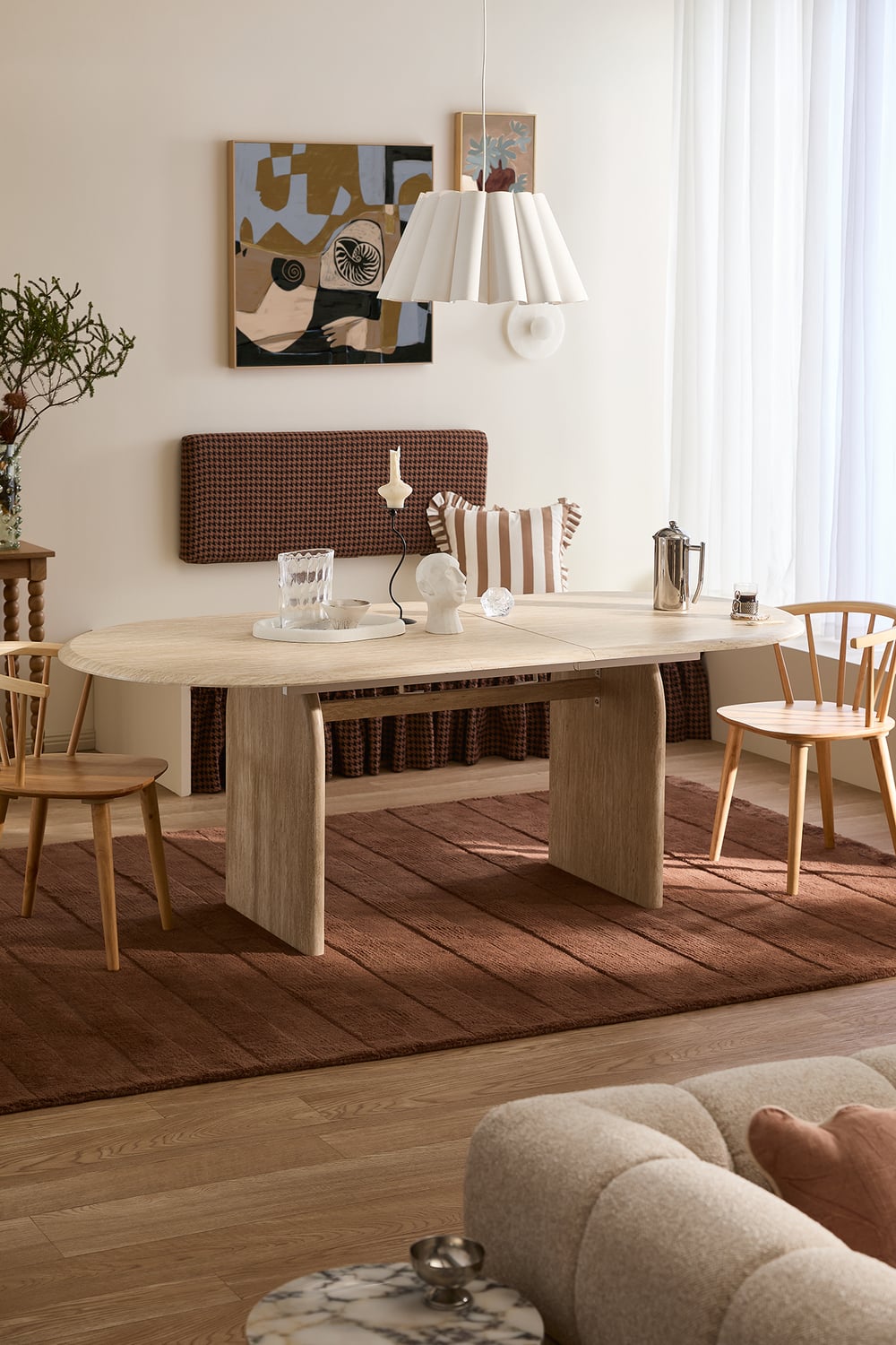 Julius Travertine-Look Extendable Dining Table