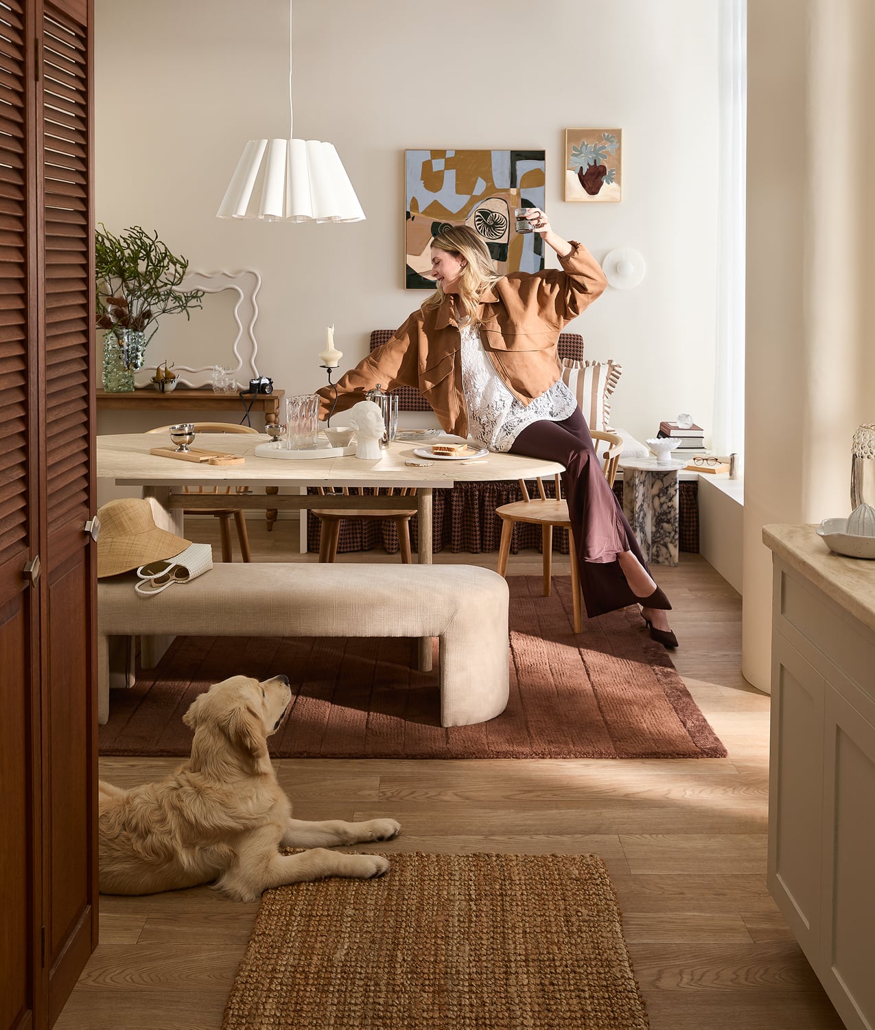 Julius Travertine-Look Extendable Dining Table