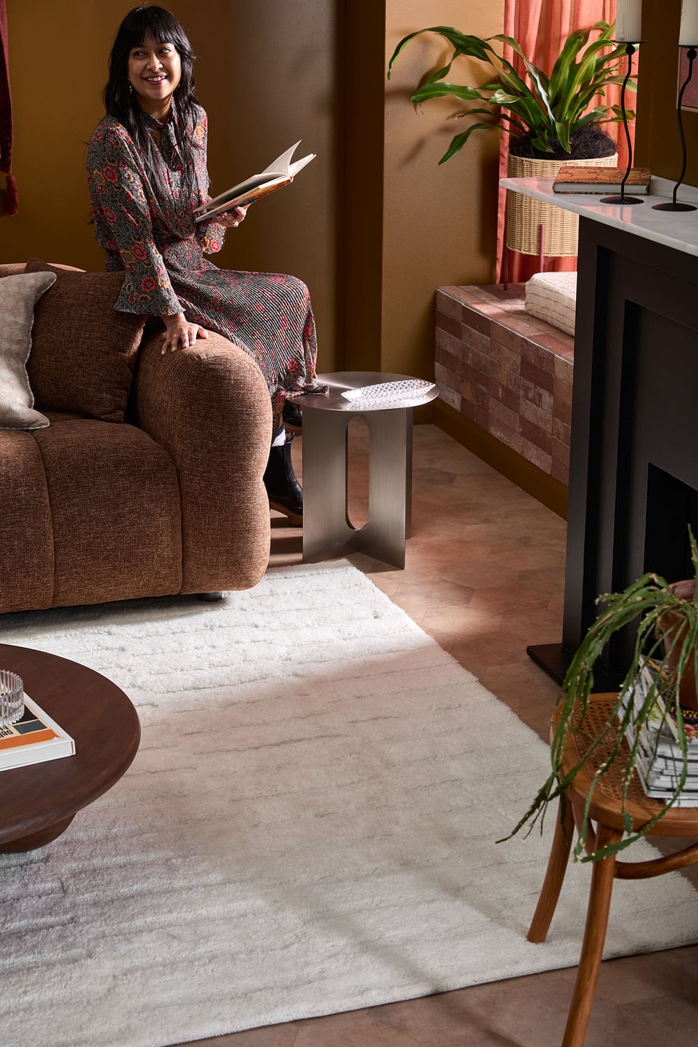 Beni Brushed Stainless Steel Side Table