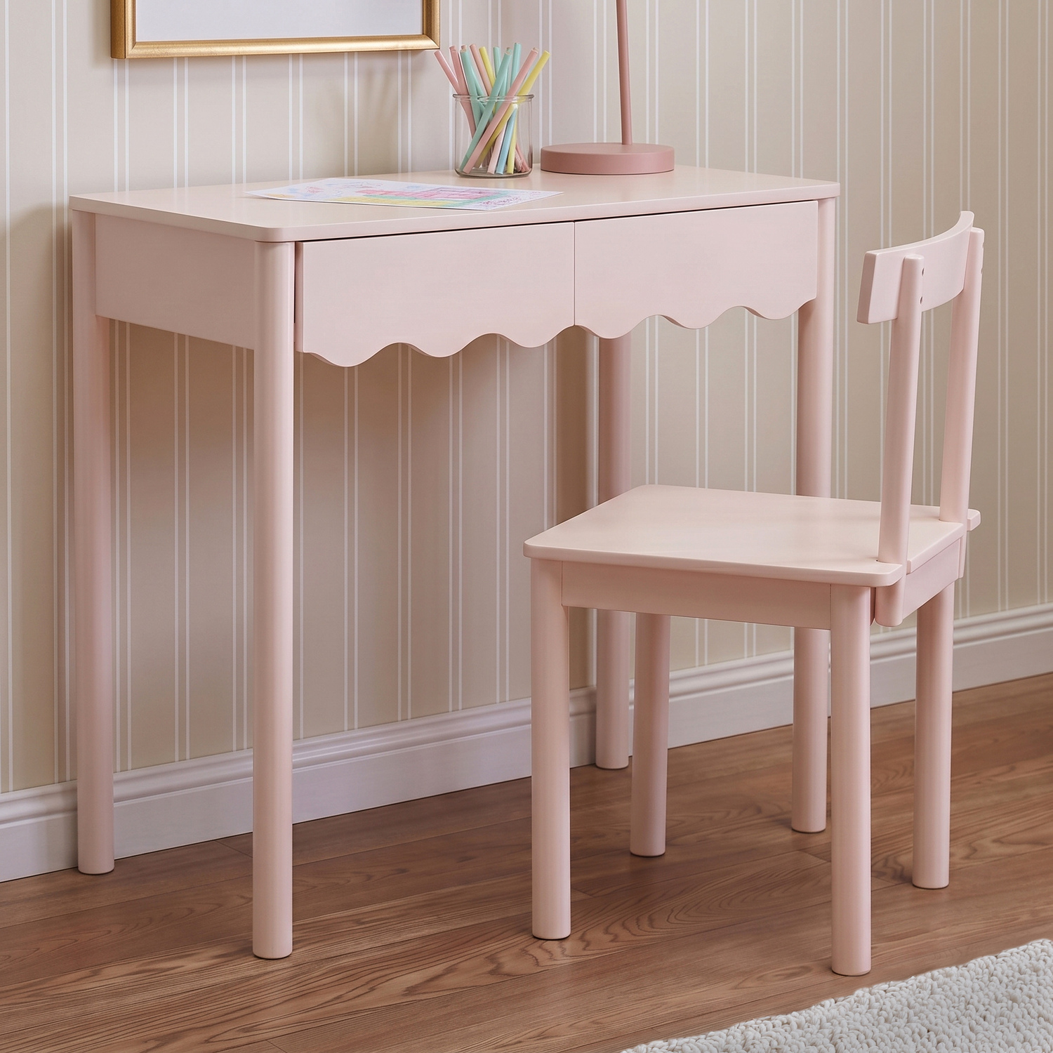 Kids&rsquo; Wavy 2 Drawer Desk & Rigby Chair Set