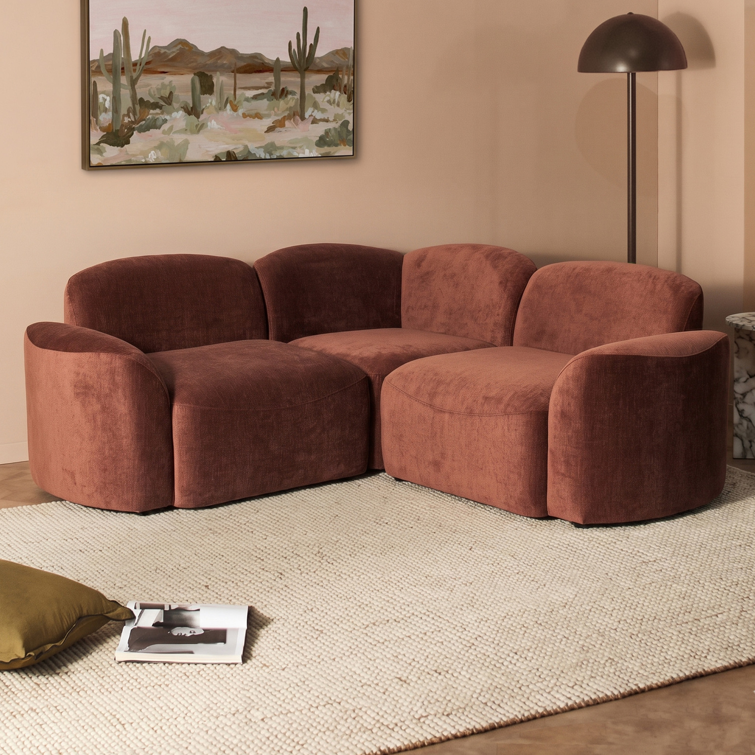 Cami Chenille Corner Lounge Chair