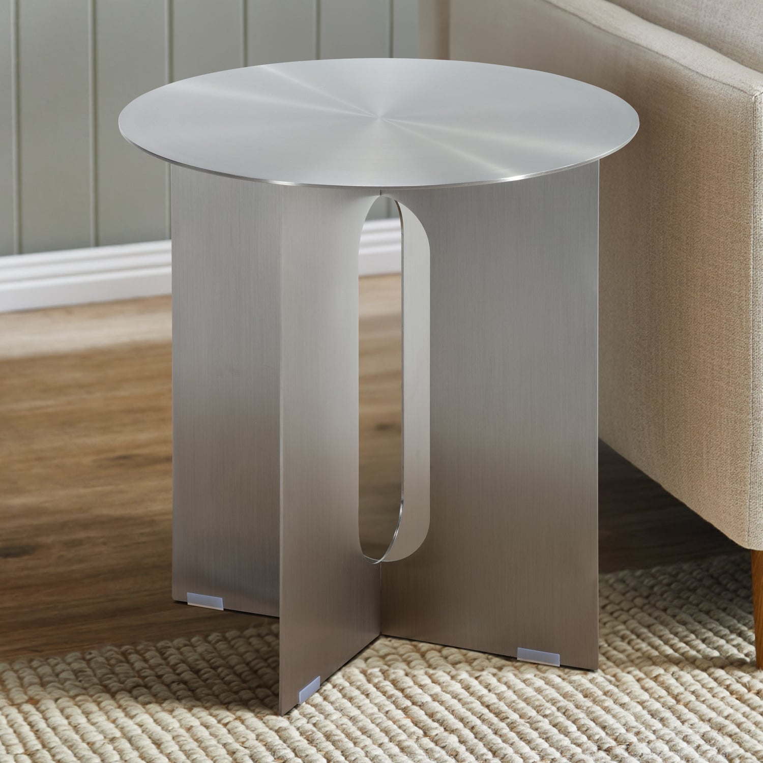 Beni Brushed Stainless Steel Side Table