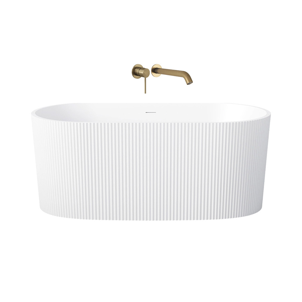 Avalon Fluted Acrylic Bath with Antique Brass Spout & Wall Mixer Package