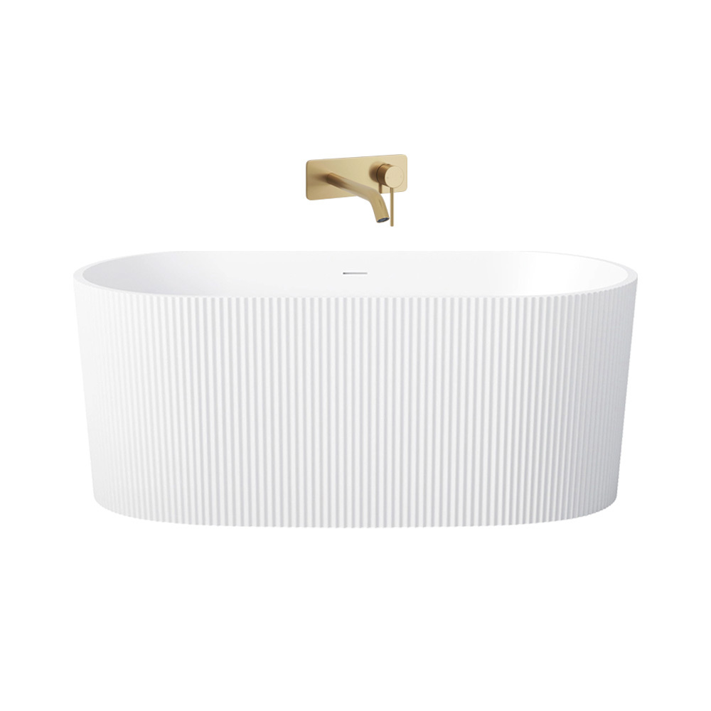 Avalon Fluted Acrylic Bath & Brushed Gold Wall Mixer Package
