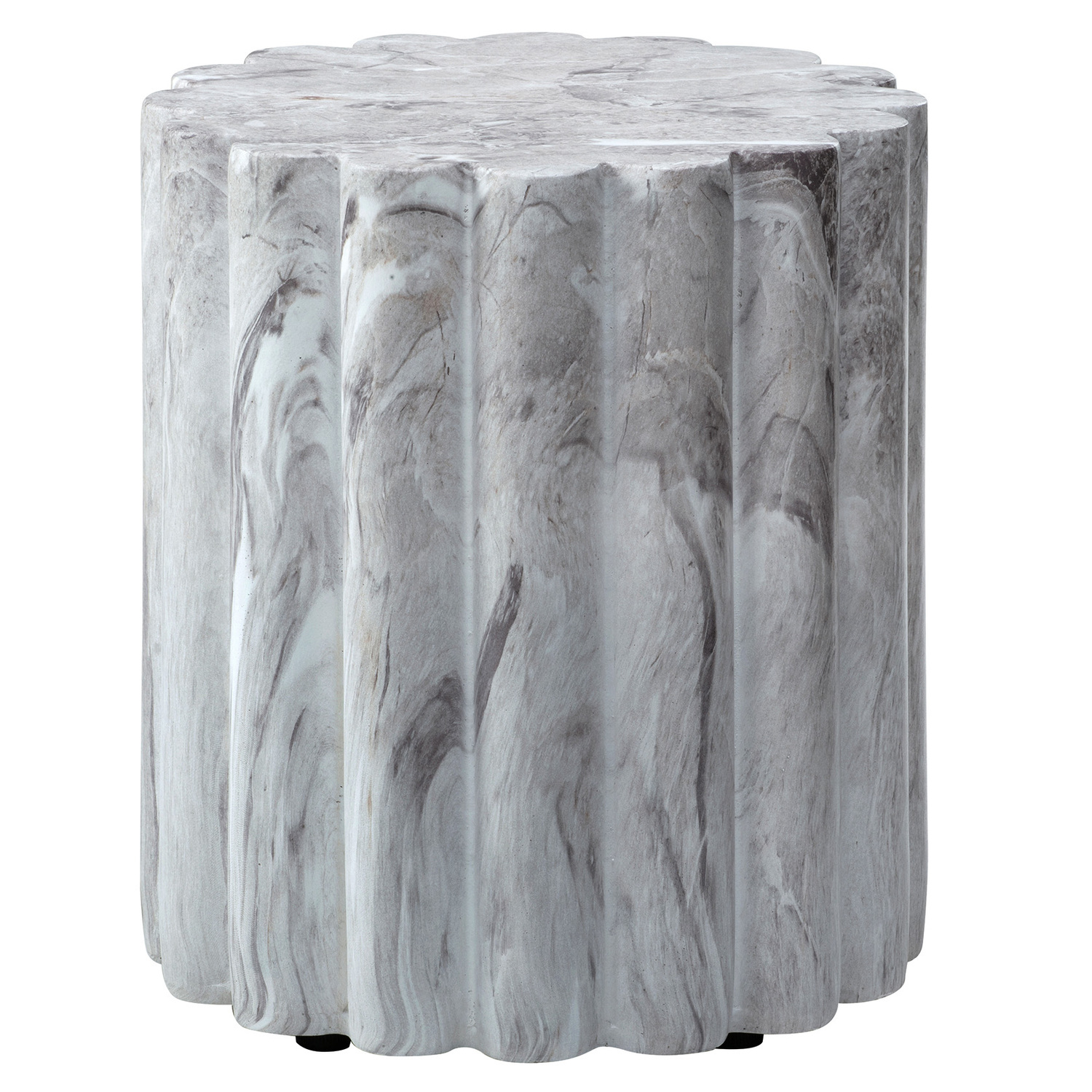 Flora Faux Marble Outdoor Side Table