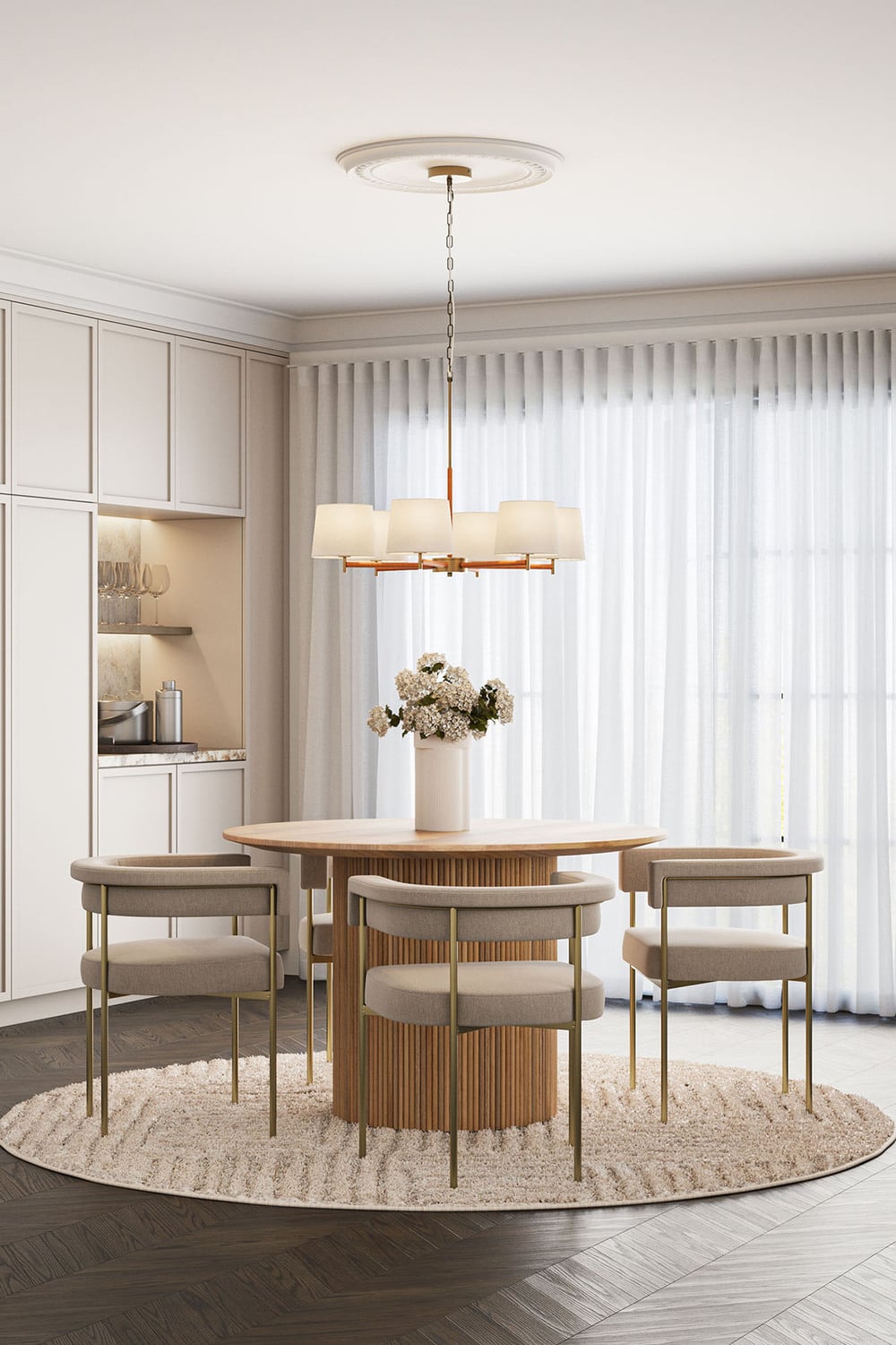 Aubrey Leather 6 Light Pendant