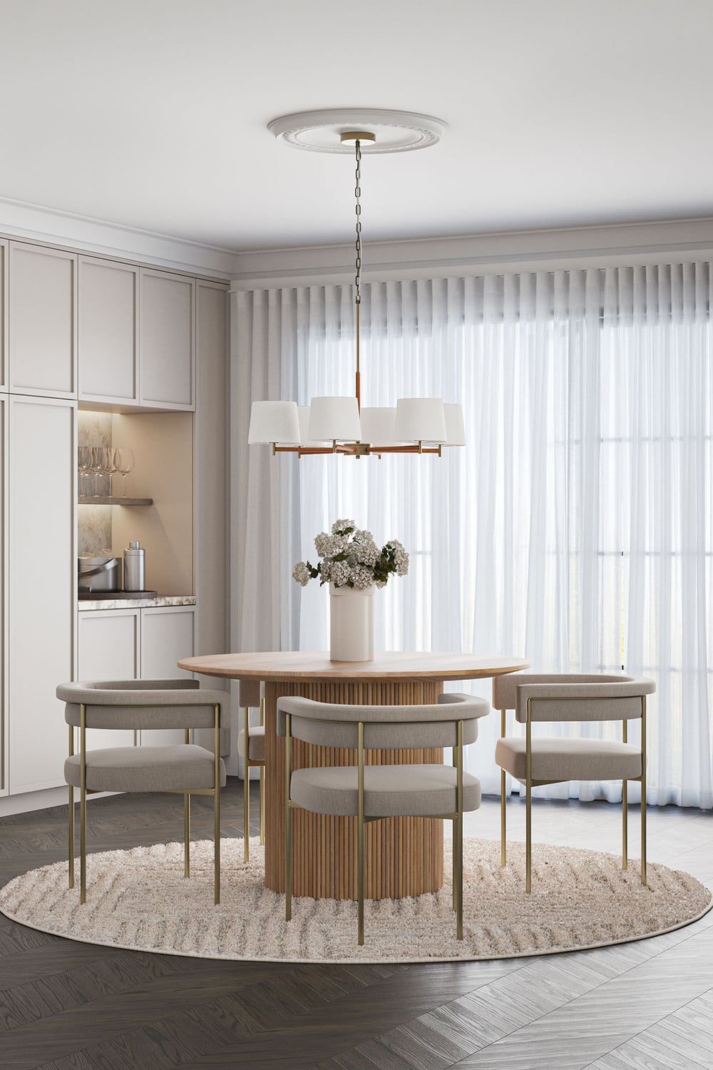 Aubrey Leather 6 Light Pendant
