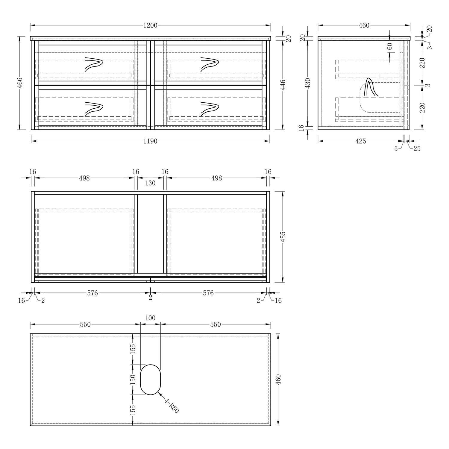 Viola 1200mm Wall Hung Single Vanity