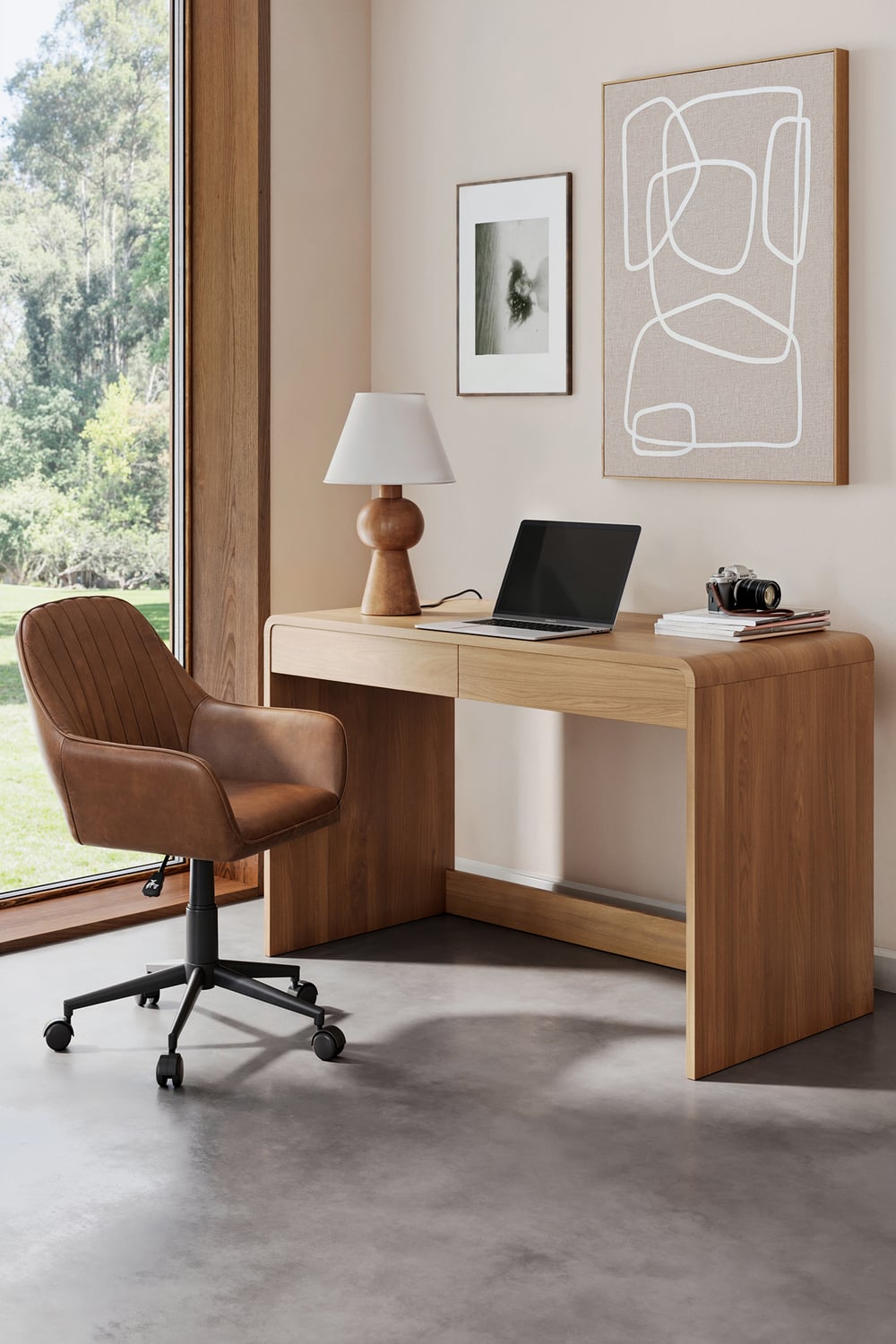 Tan Kinsey Faux Leather Office Chair