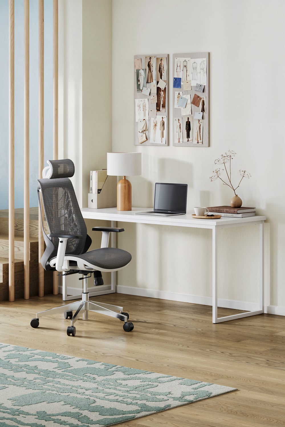 Grey Net Ergonomic Office Chair with Lumbar Support