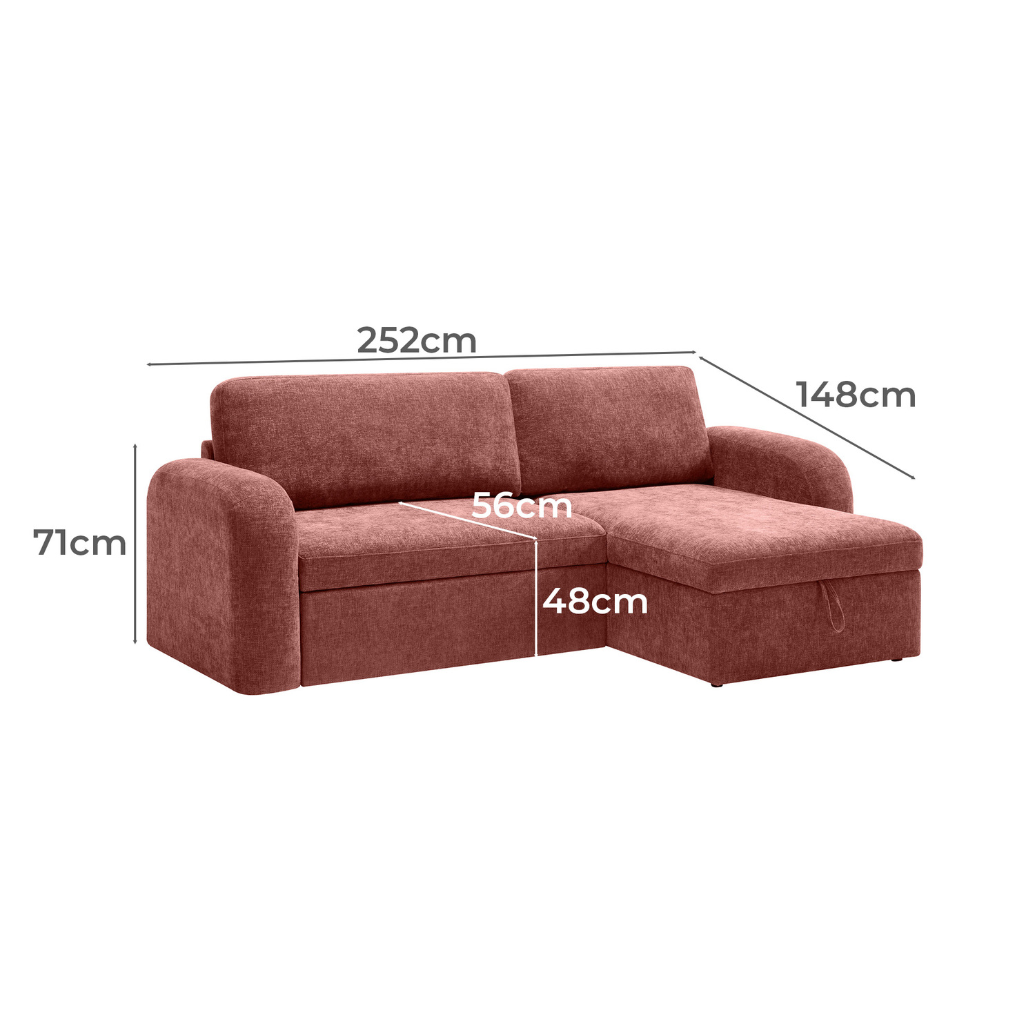 Maia 4 Seater Double Sofa Bed with Reversible Chaise