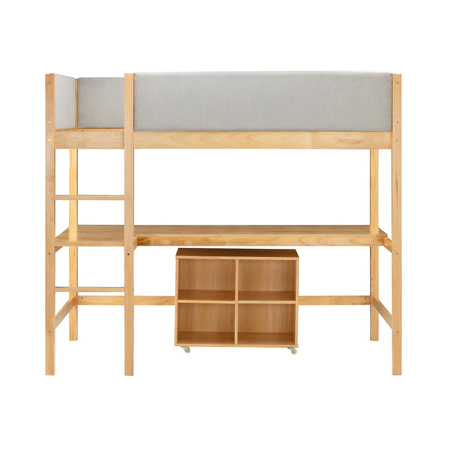 Elle Pine Wood Single Loft Bed with Desk