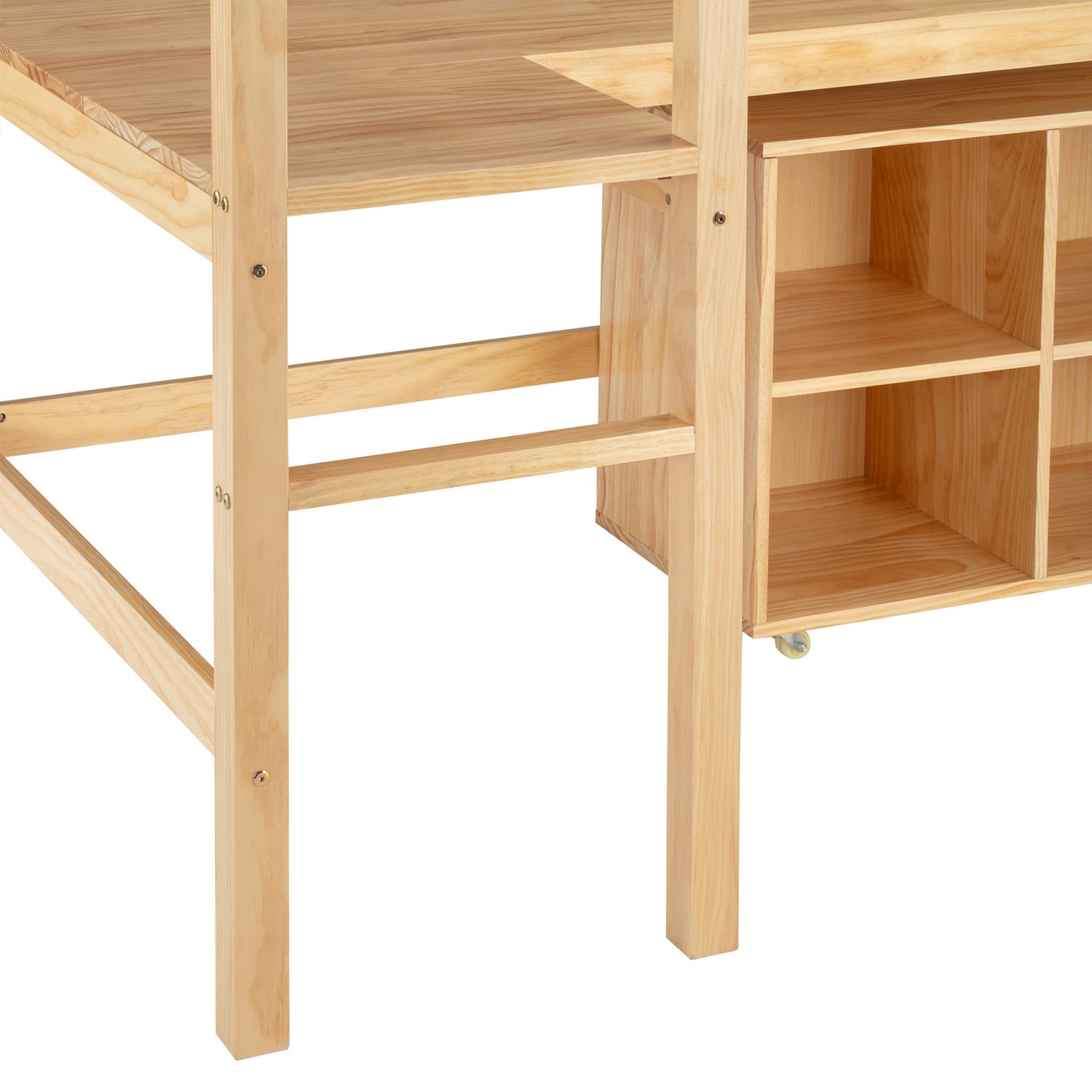 Elle Pine Wood Single Loft Bed with Desk