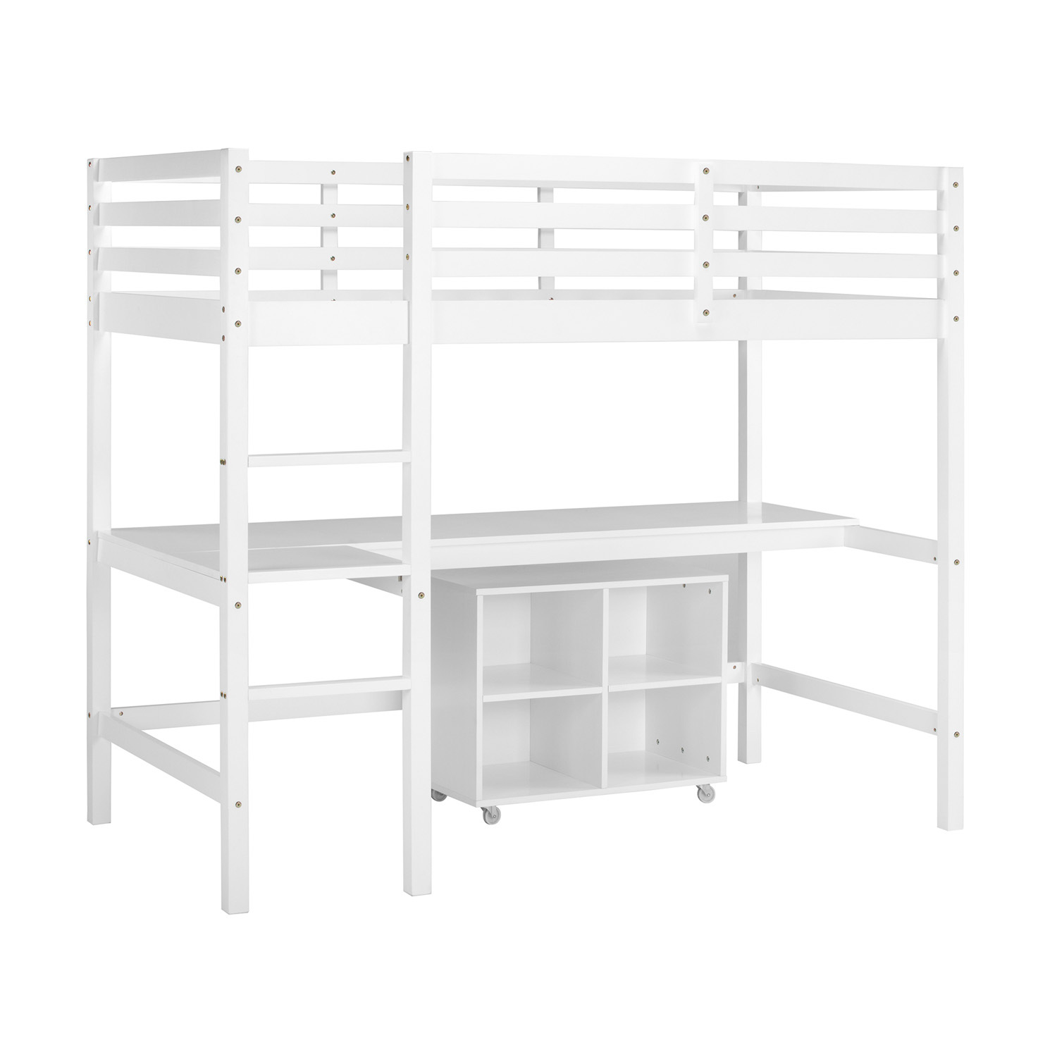 Hazel Pine Wood Single Loft Bed with Desk
