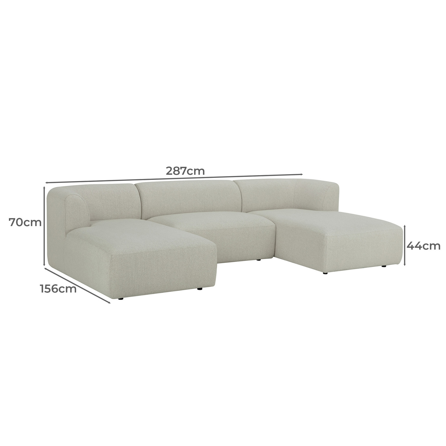 Gala 4 Seater Boucle Sofa with Double Chaise