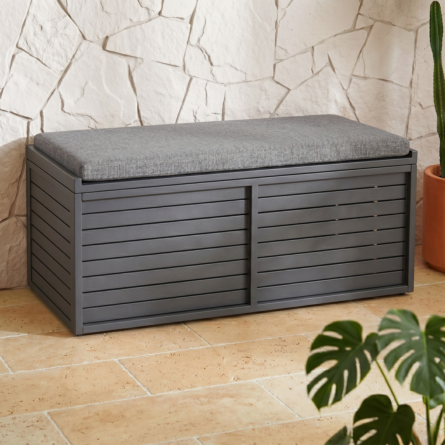 2 Seater Malibu Aluminium Outdoor Storage Bench