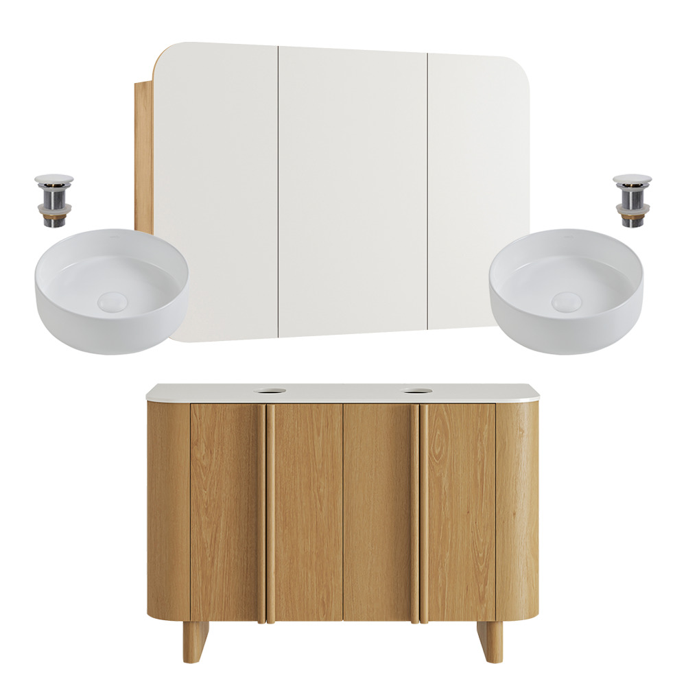Valentine 1200mm Freestanding Double Vanity & Shaving Cabinet Package